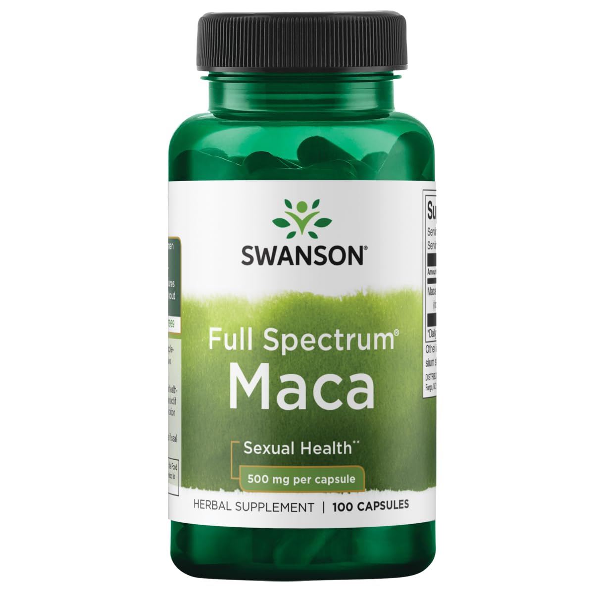 Swanson Maca Root 500mg - 100 Capsules for Energy, Stamina & Hormonal Balance - Supports Men & Women's Health - Natural Peruvian Superfood Supplement for Fitness & Wellness