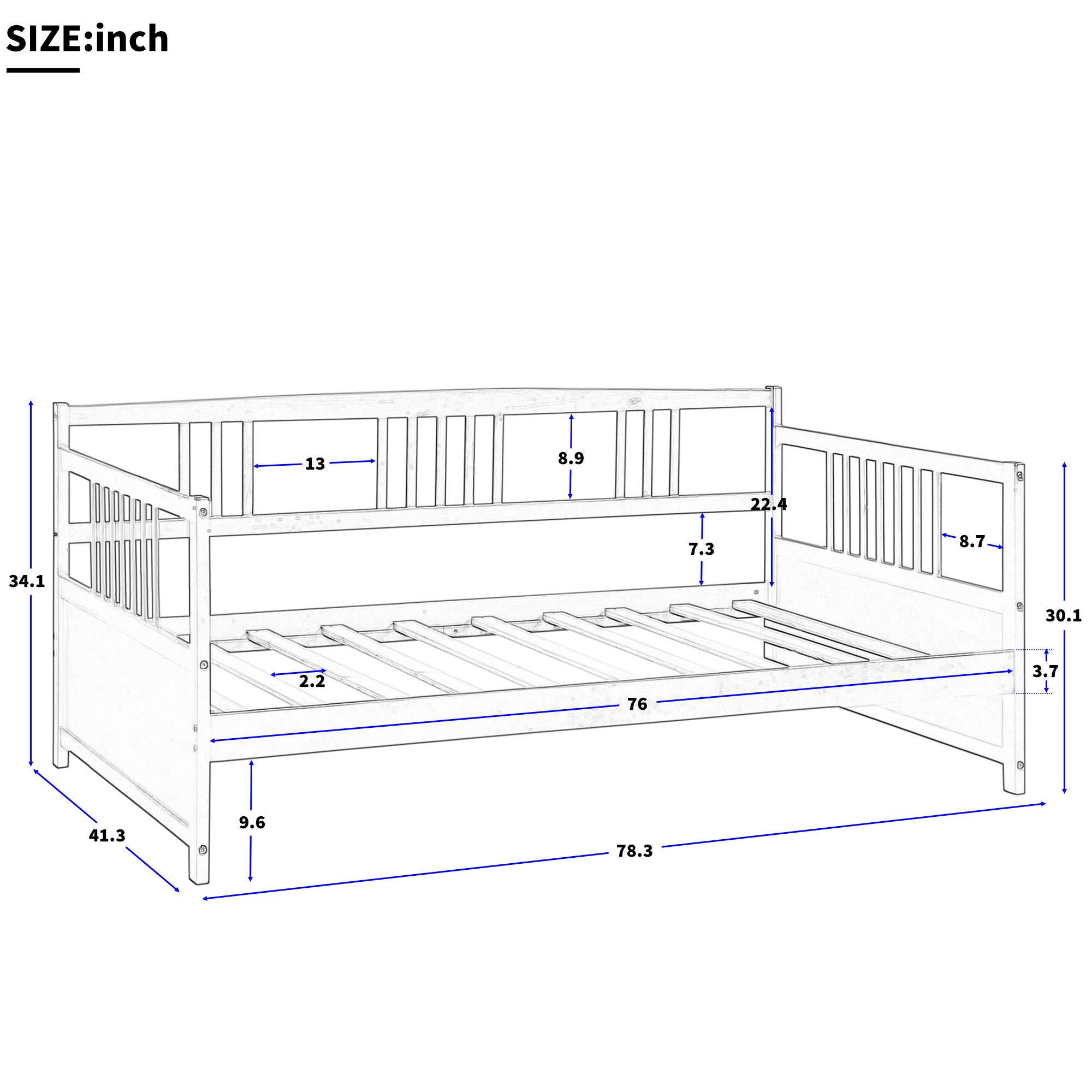 Twin Size Wooden Daybed with 10-Slat Support - Solid Espresso Wood Multi-Functional Daybed for Guest Room, Dorm, or Small Space