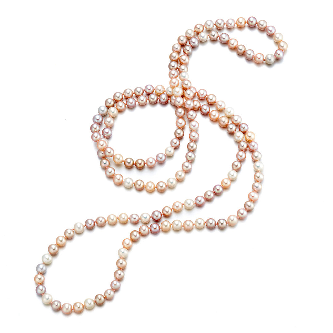 5mm Pastel Pearl Rope Necklace for Women - Dainty Elegant Layering Jewelry - Perfect for Weddings, Date Nights & Everyday Wear