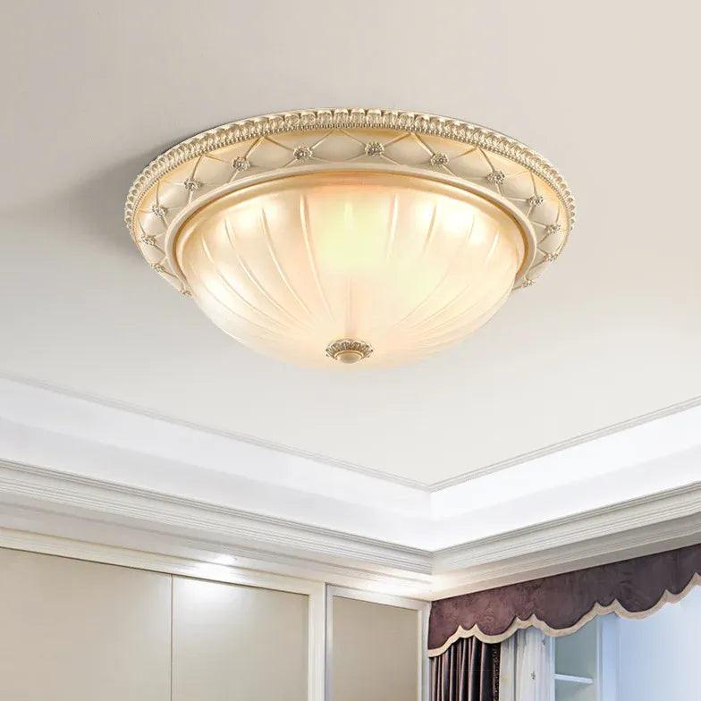 Vintage Round Pattern Glass Ceiling Light Fixture - Elegant Antique Style Pendant Lamp for Dining Room, Bedroom, Living Room & Kitchen Lighting