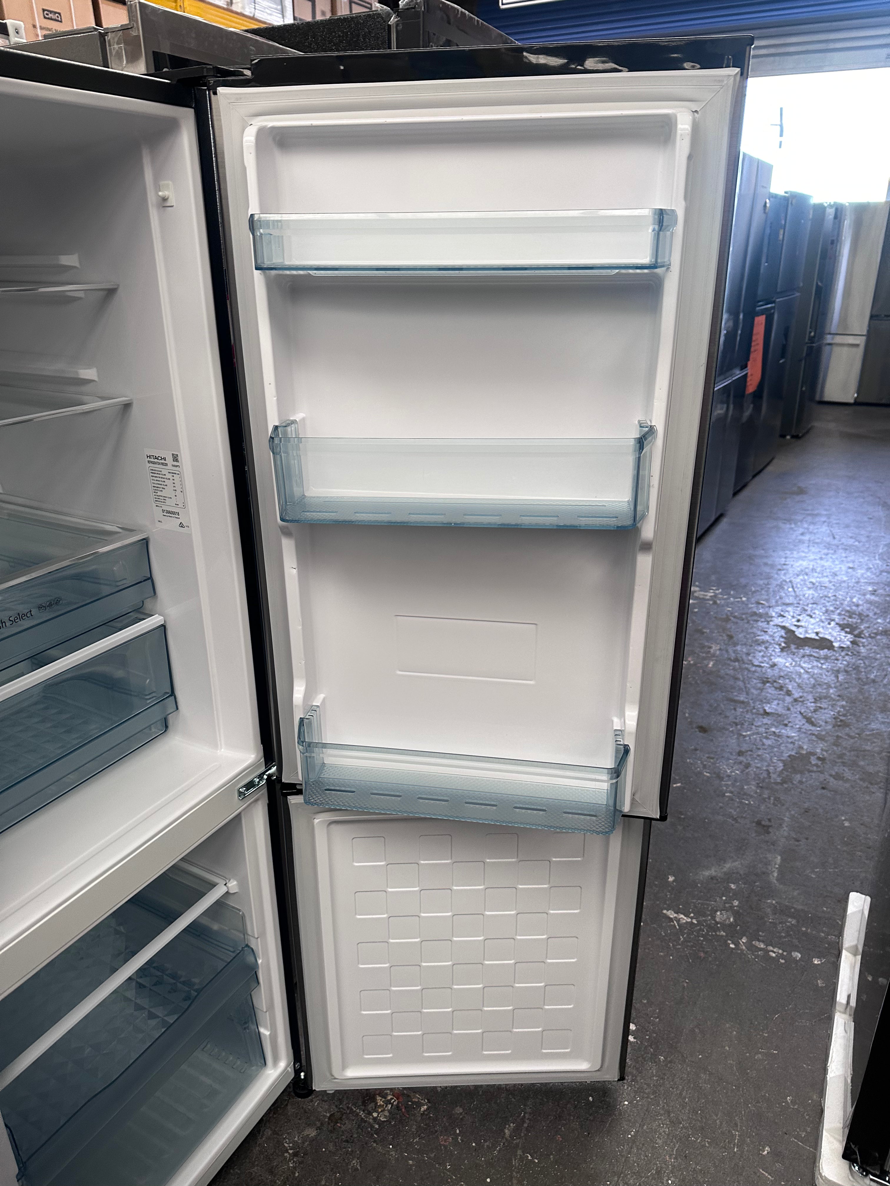 Hitachi 303L RB330PT9BSL Bottom Mount Refrigerator - Energy Efficient, Stainless Steel Finish [Factory Second] for Modern Kitchen & Small Apartment