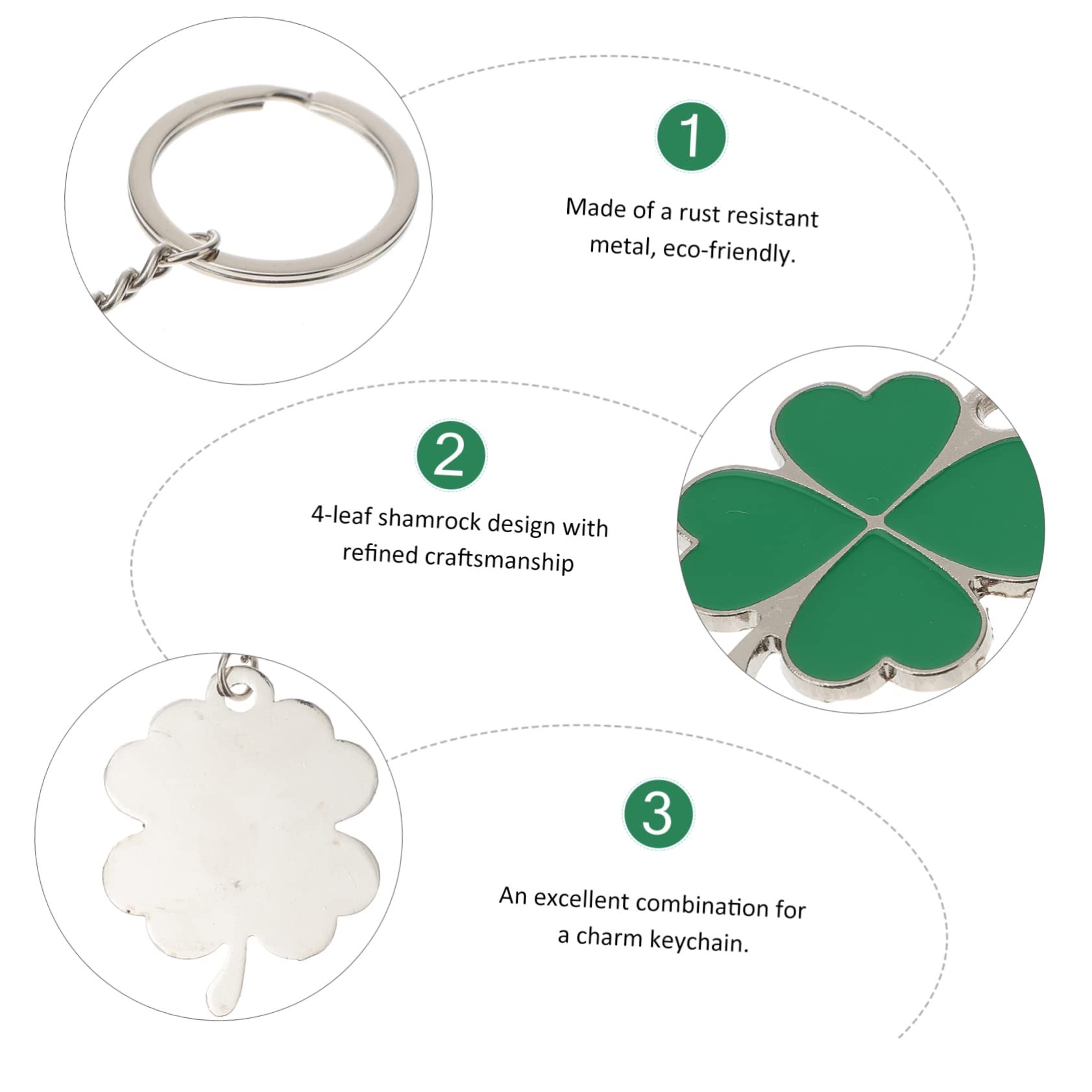 Valentine's Day Keychain - 4 Leaf Clover Key Ring, Irish Gifts for Women, Zinc Alloy Car Key Fob Cover, 3D Metal Keychain Accessory - Perfect for St. Patrick's Day Gifts, Car Keys, Bag Charms & Memory Keepsakes