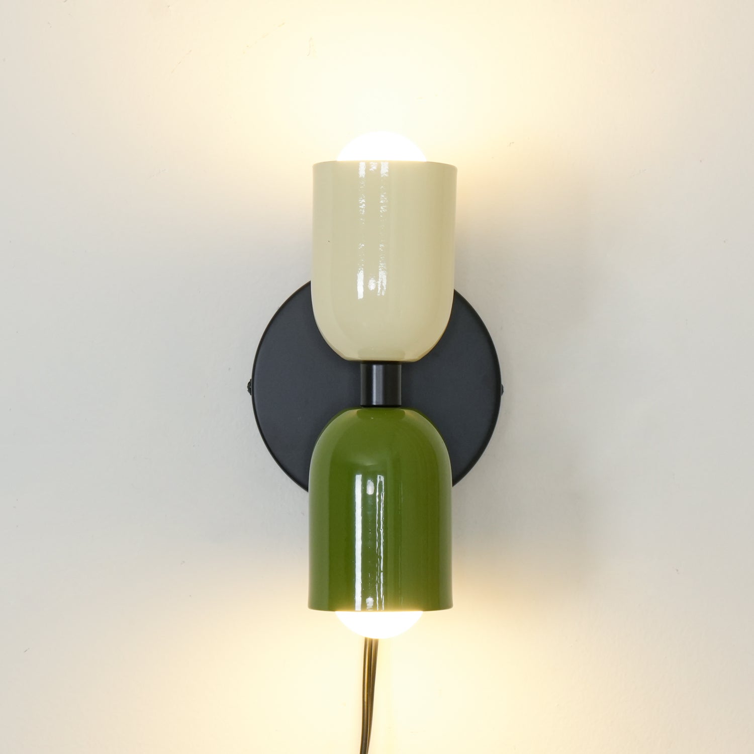 Double Plug In Wall Lamp - Modern USB & Outlet Night Light for Bedroom, Nursery, Hallway - Adjustable Brightness & Energy Efficient