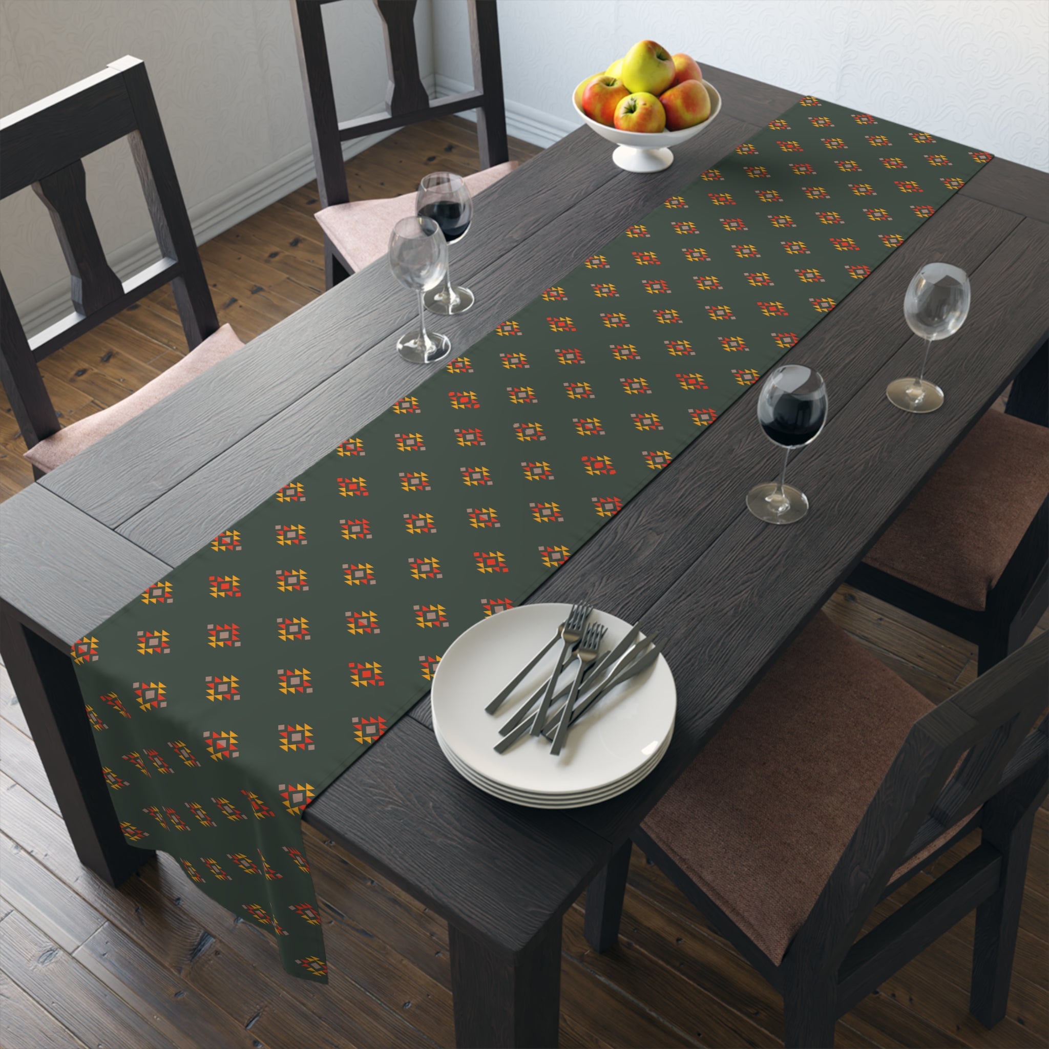 Southwestern Alpine Ridge Print Table Runner - Cotton or Polyester Table Decor for Dining Room, Kitchen, and Holiday Parties - Perfect for Farmhouse, Rustic, and Boho Home Decor