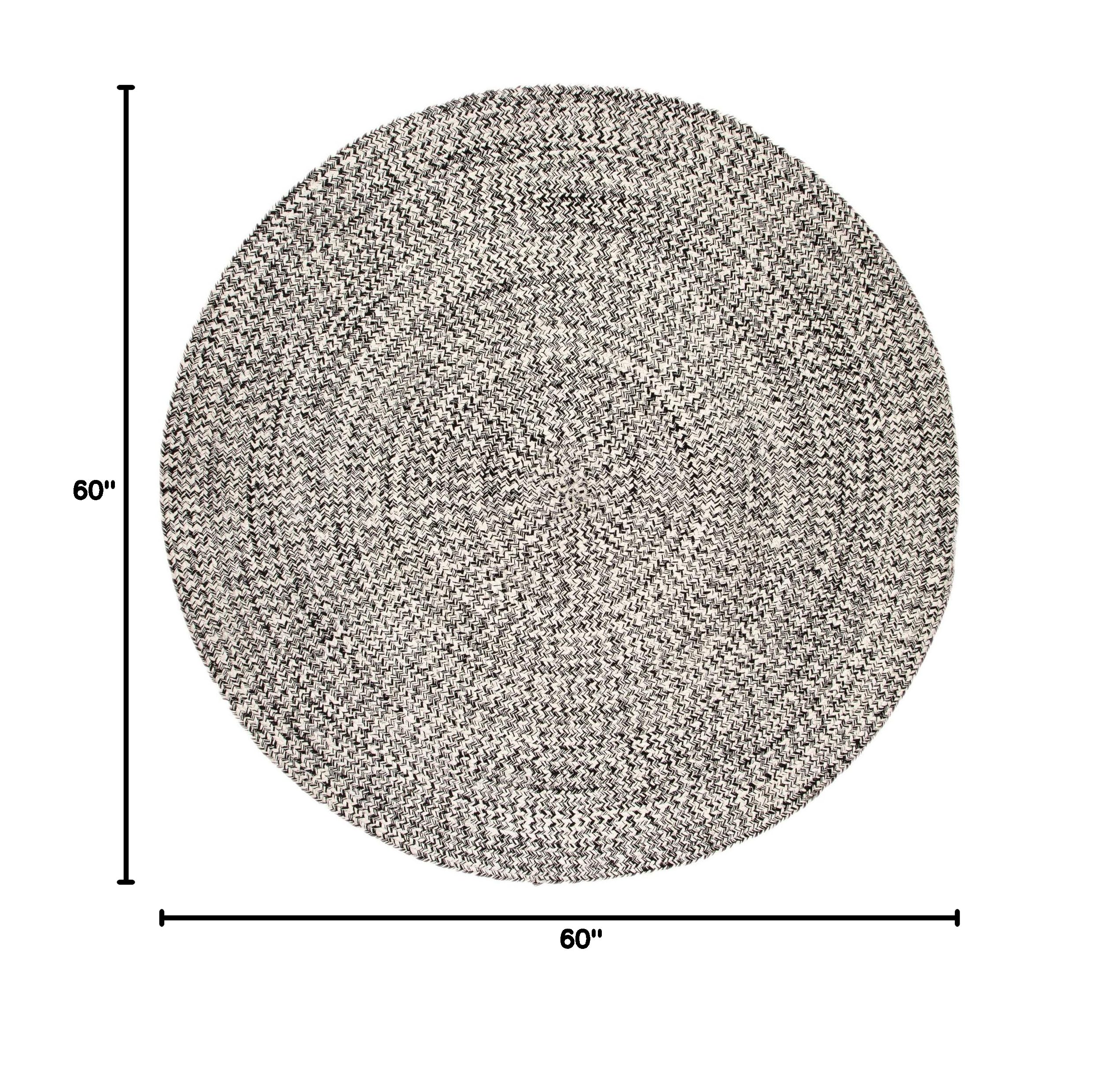 Farmhouse Braided Cotton Reversible Area Rug - Black & White Round 6' Kitchen Carpet for Dining Room, Living Room & Bedroom Decor