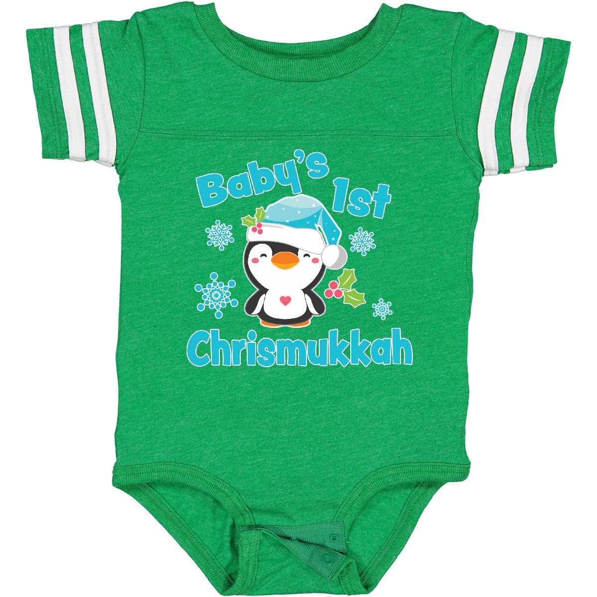 Inktastic Baby's 1st Chrismukkah Cute Penguin Bodysuit - Soft Cotton Infant Onesie for Holiday Celebrations & Family Photos