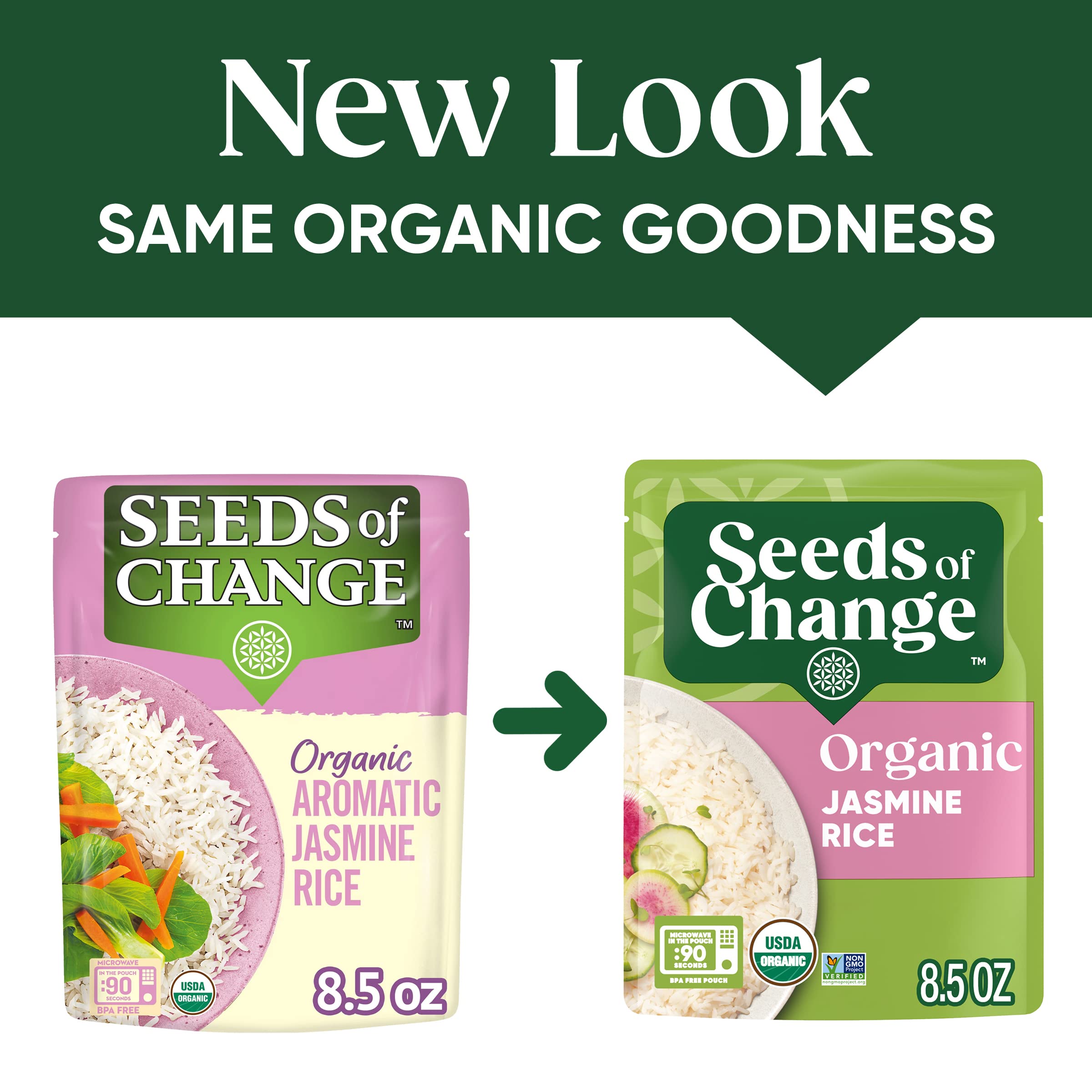 Organic Aromatic Jasmine Rice by SEEDS OF CHANGE - Microwaveable Ready to Eat, 8.5 Oz (Pack of 12) - Perfect for Quick Meals, Meal Prep & Healthy Eating