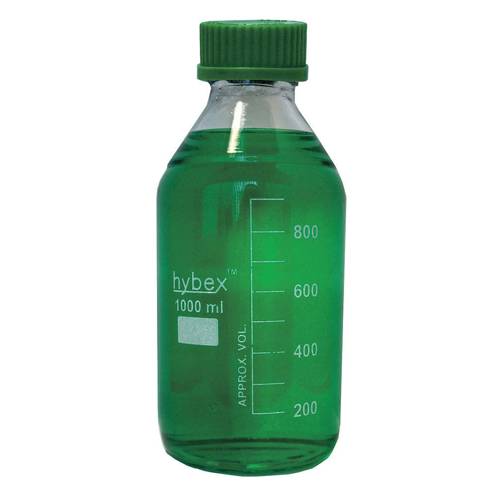 Benchmark Scientific B3000-1000-G Hybex Media Bottle, 1000ml Green - Lab-Grade Glass Bottle for Cell Culture & Media Storage | Ideal for Laboratories, Research & Scientific Experiments