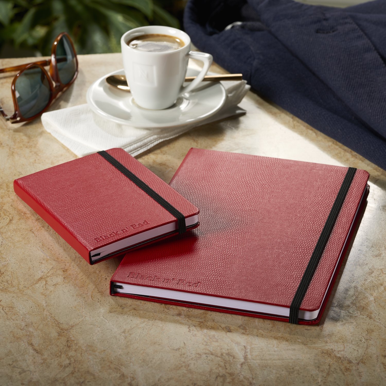 Premium Black n' Red Hardcover Journal Notebook - Small, Red, 71 Ruled Sheets (Pack of 1) | Perfect for Office, School & Travel Note Taking, Business Meetings & Daily Journaling
