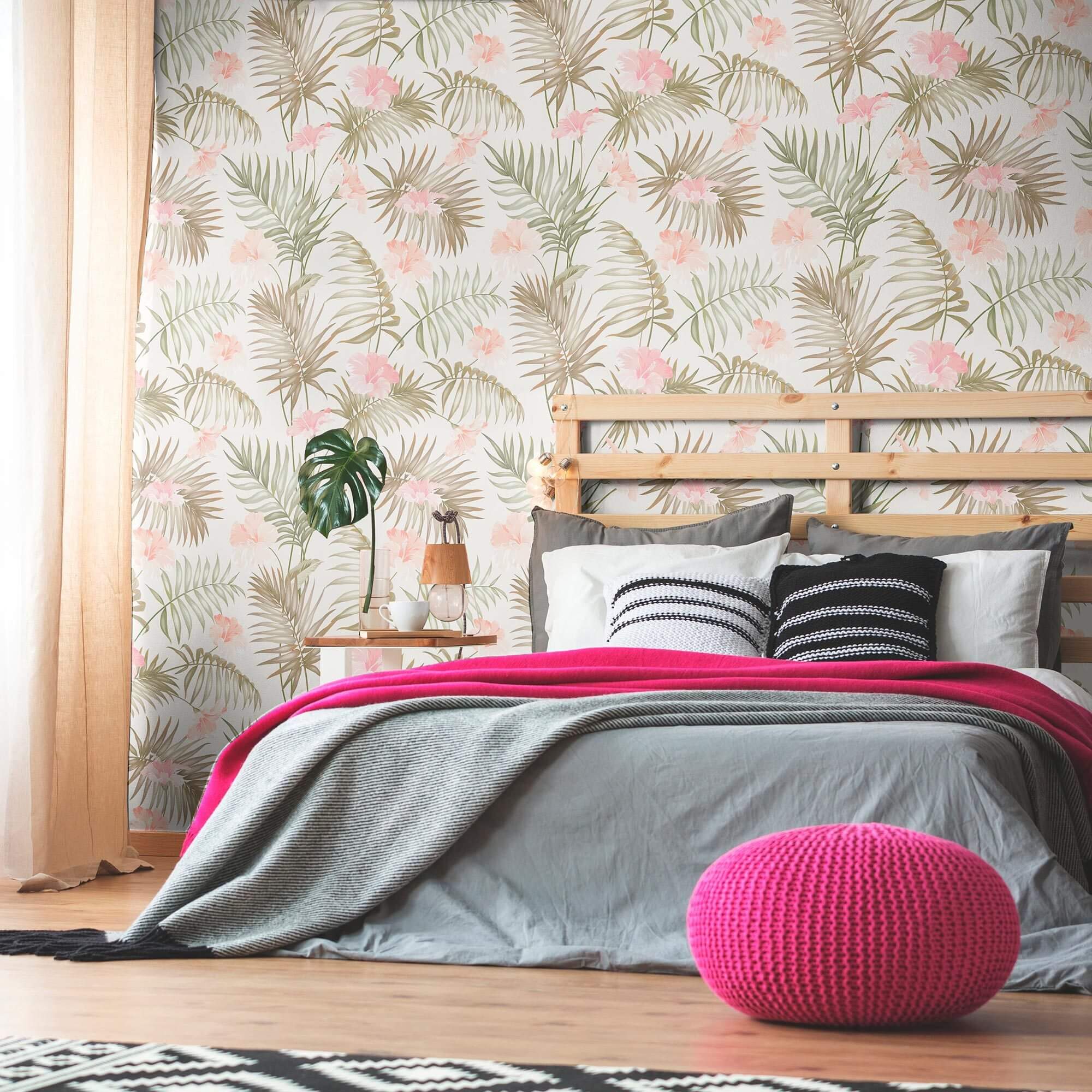 Natural Botanical Floral Peel and Stick Removable Wallpaper 3803 - Self-Adhesive Wall Decor for Bedroom, Living Room & Office