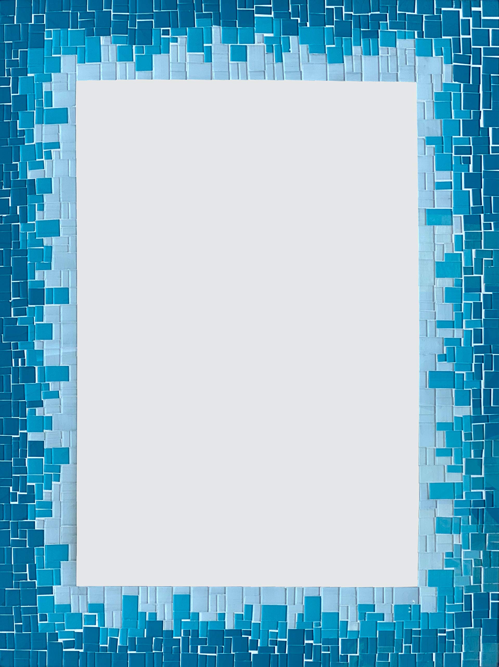 Handcrafted Sea-Blue Turquoise White Mosaic Wall Mirror - 32