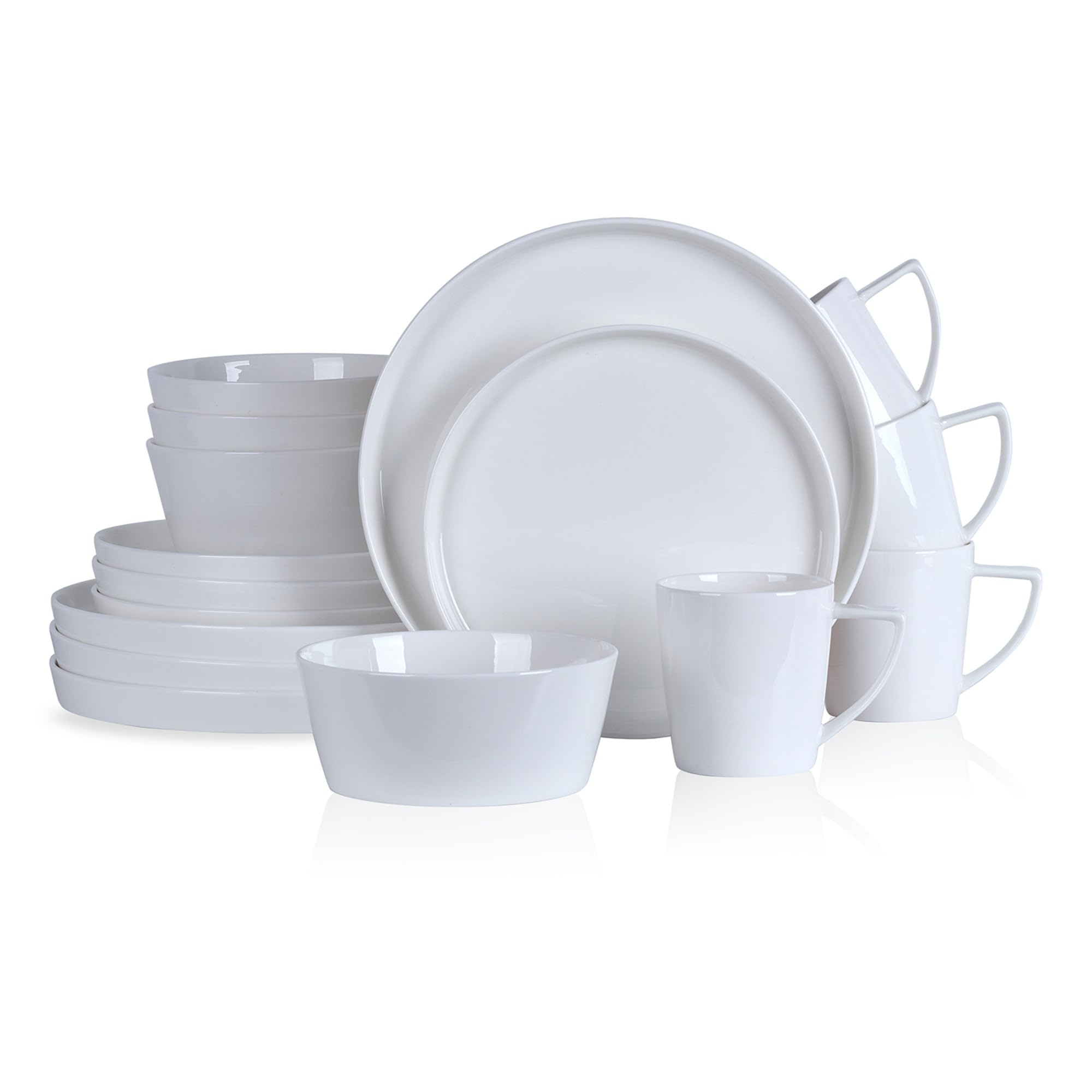 Madeline 16-Piece Bone China Dinnerware Set for 4 - Elegant White Formal Tableware | Perfect for Weddings, Dinner Parties & Holiday Entertaining