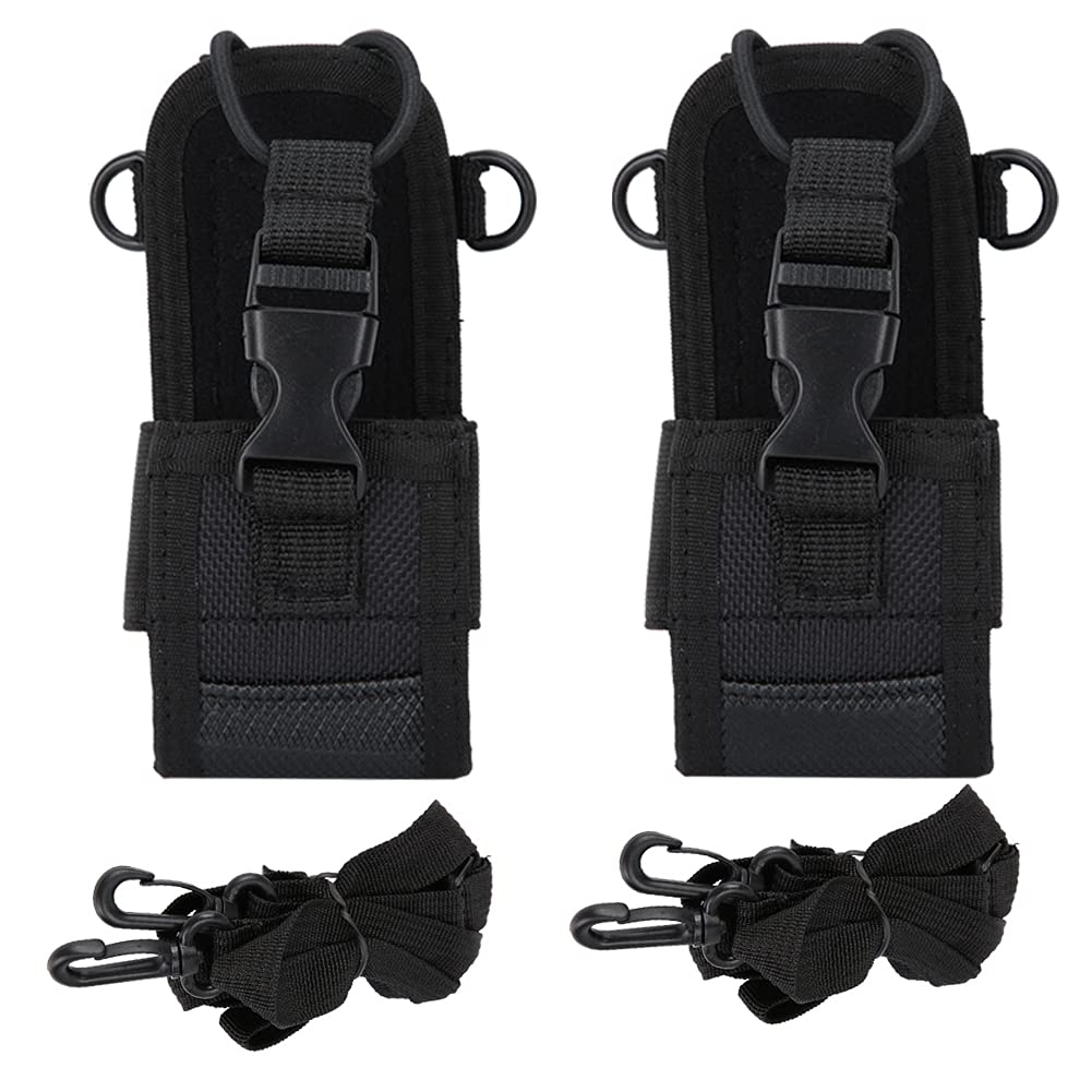 2 Pack Universal Walkie Talkie Holder with Adjustable Shoulder Strap - Durable Nylon Two-Way Radio Protective Case for Outdoor, Hiking, Construction & Emergency Use