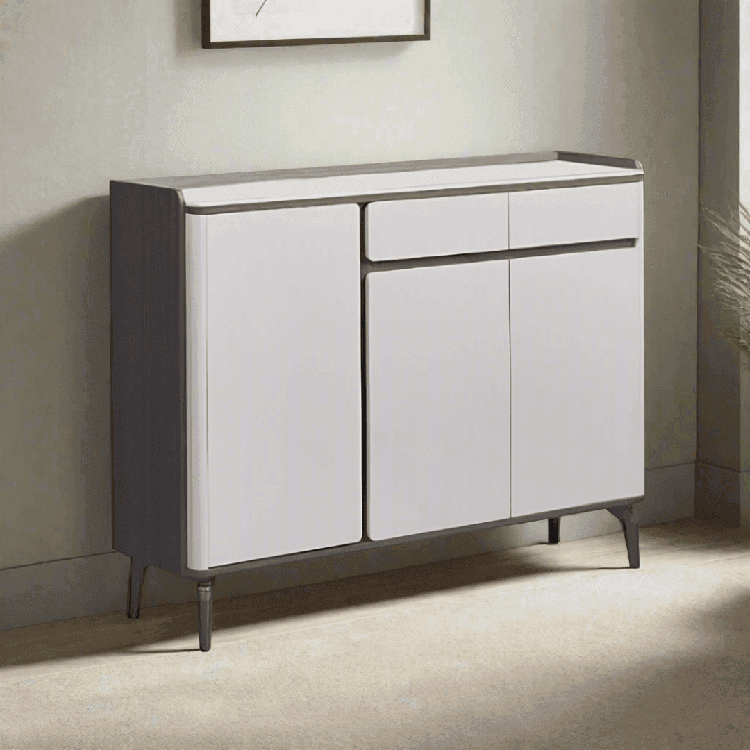 Jules 3-Door Shoe Storage Cabinet with Durable Sintered Stone Top - Perfect for Entryway, Mudroom, and Closet Organization