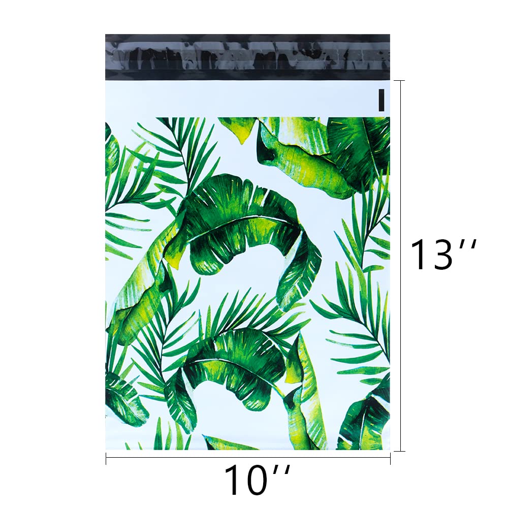 10x13 Inch 100-Pack Printed Poly Mailers - Durable & Tear-Proof Plastic Shipping Bags for Small Business | Strong Mailing Envelopes with Banana Leaf Design | Perfect for Ecommerce, Subscription Boxes & Online Stores