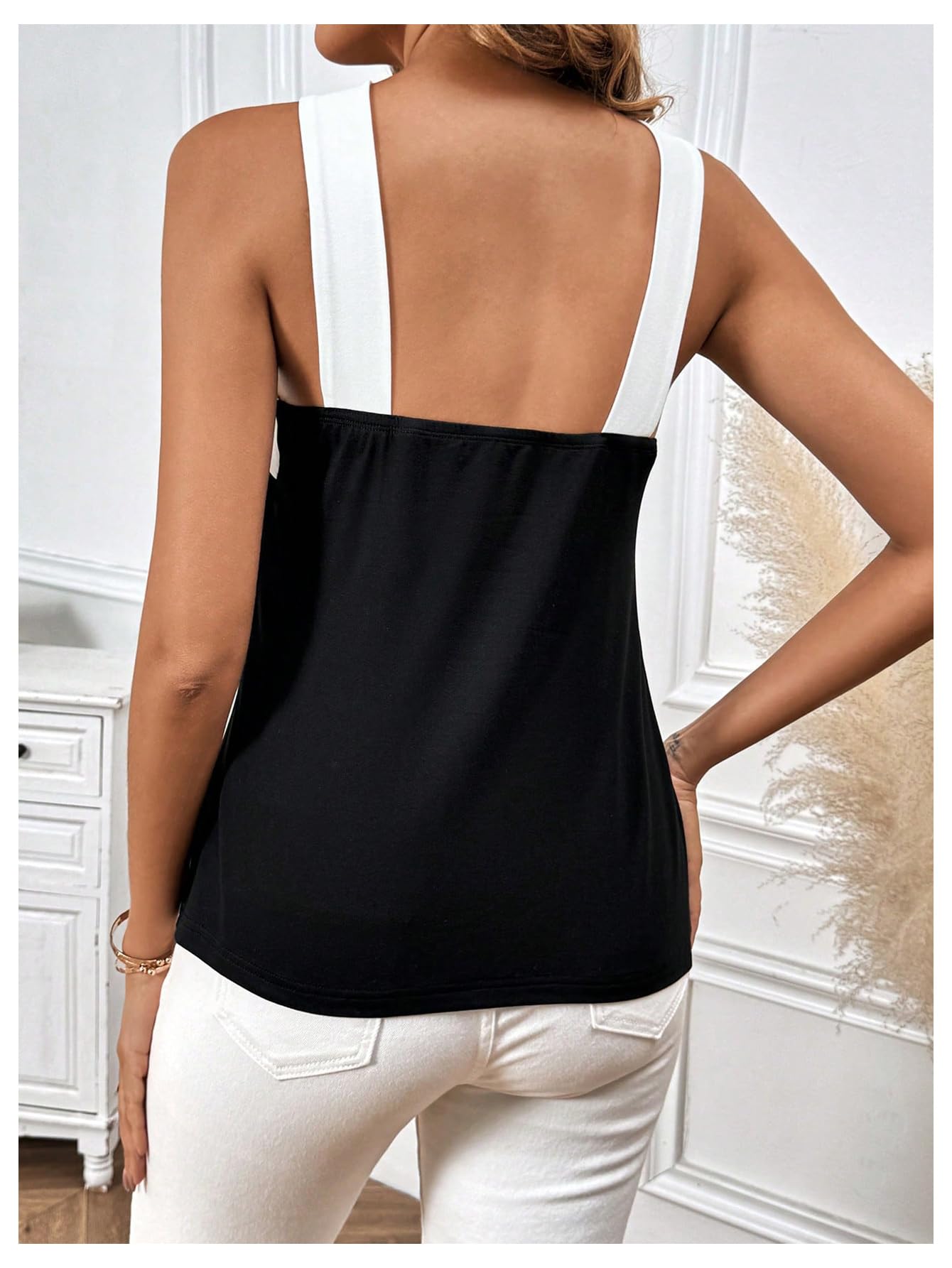 Floerns Women's Solid Sleeveless Colorblock Criss Cross Halter Tank Top - Summer Casual Wear, Beach Cover Up, Yoga & Fitness Outfit