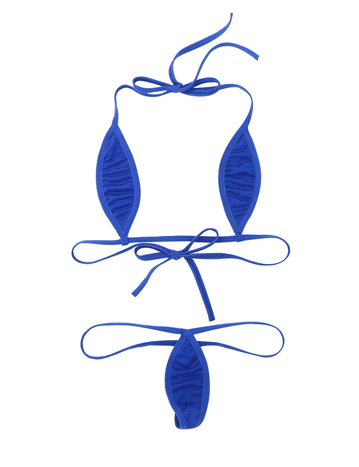 Inhzoy Women's 2 Piece Micro Bikini Set - Teardrop Halter Self-Tie Bra Top & G-String Underwear | Sexy Swimwear for Beach, Pool Party & Vacation
