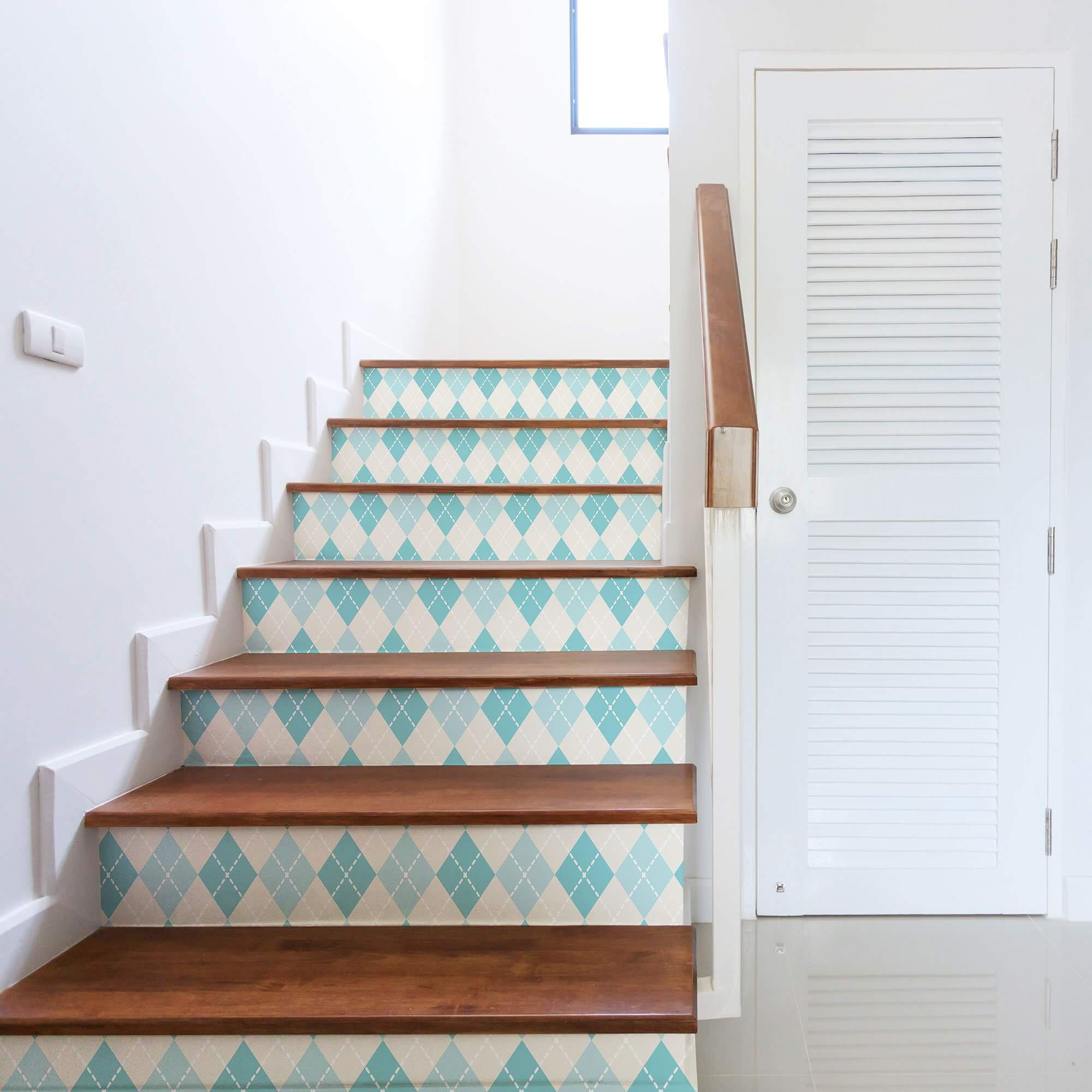 Blue and Tan Geometric Peel and Stick Removable Wallpaper - Self-Adhesive Wall Decal for Home Decor (71.2