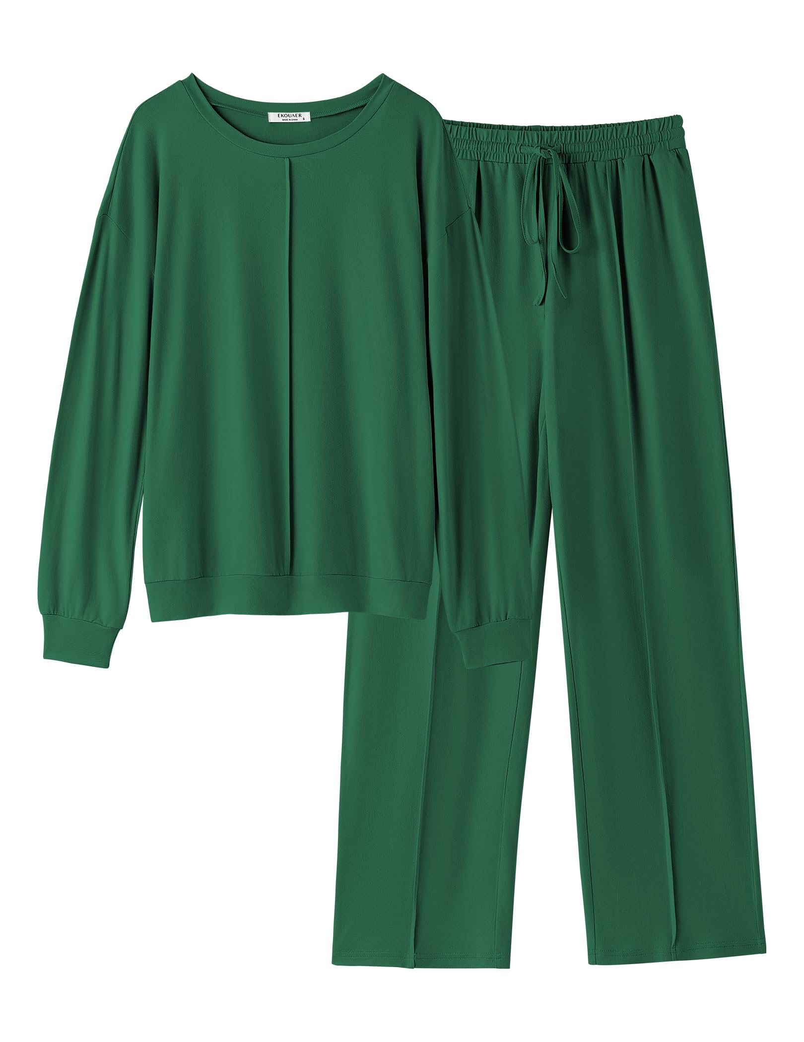 Ekouaer Women's 2-Piece Pajama Set - Long Sleeve Sleepwear Top & Pants with Pockets | Soft Lounge Wear for Sleeping, Relaxing & Home Comfort (Sizes S-XXL) | Perfect for Nighttime, Lounging & Gift Giving