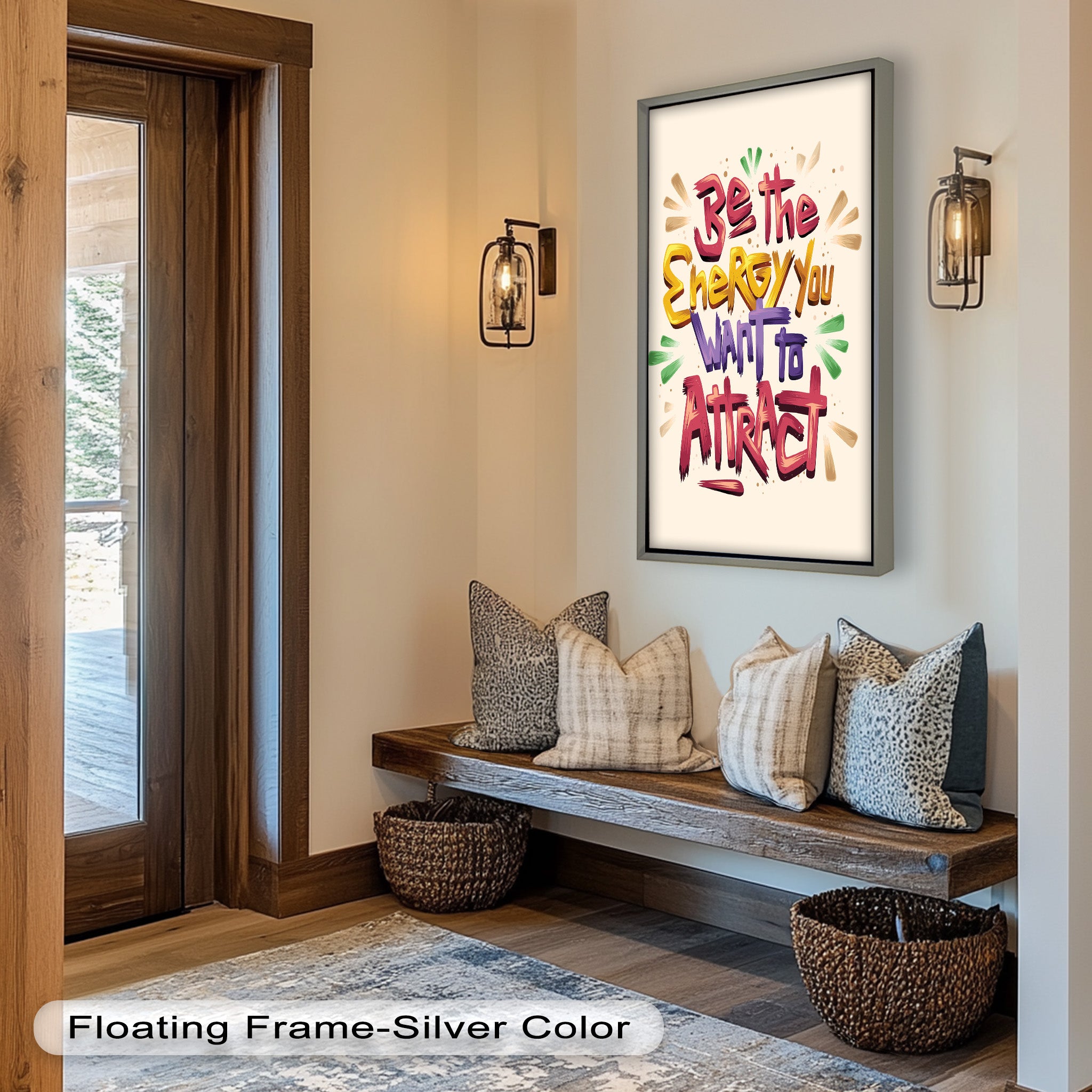Inspirational Oil Painting - Be the Energy You Want to Attract - Motivational Wall Art for Home, Office & Meditation Space