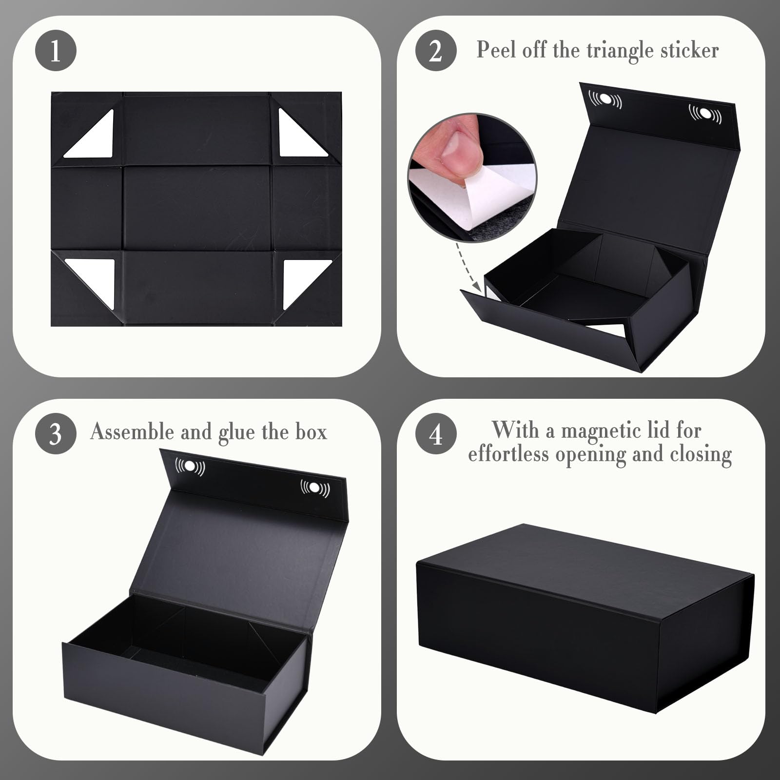 VGOODALL Black Gift Box with Ribbon - Wedding Birthday Gifts for Baby & Groomsmen