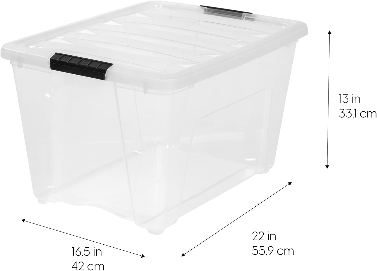 IRIS USA 54 Qt Stackable Plastic Storage Bins with Lids - 6 Pack BPA-Free Clear Organizing Containers | Durable Nestable Bins with Secure Latches & Pull Handles | Made in USA | Perfect for Home Organization, Garage Storage & Closet Decluttering