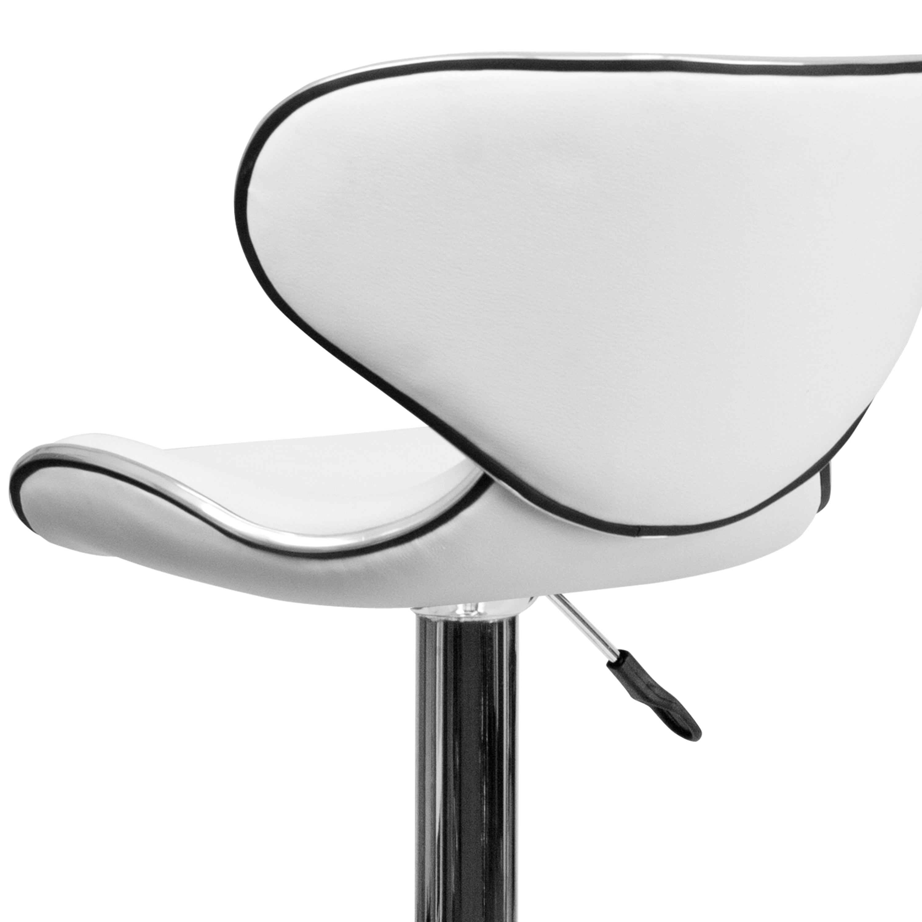 Devin Contemporary Adjustable Height Barstool - Black Vinyl Upholstery, Chrome Base - Modern Kitchen Island & Home Bar Stool for Dining & Entertaining