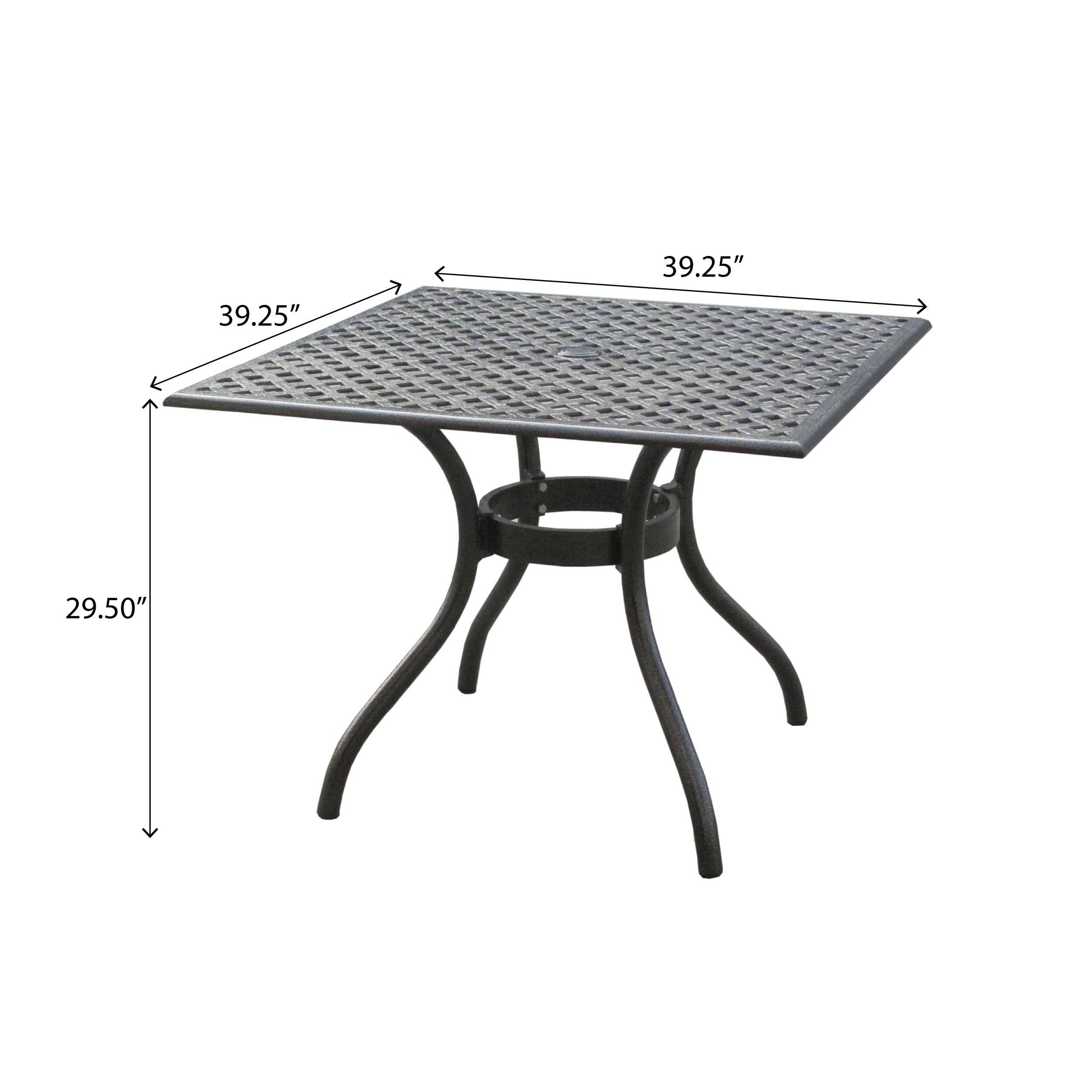 CAYMAN ARCH MESH I 39 Inch Square Outdoor Dining Table - Perfect for Patio, Garden, and Backyard Entertaining