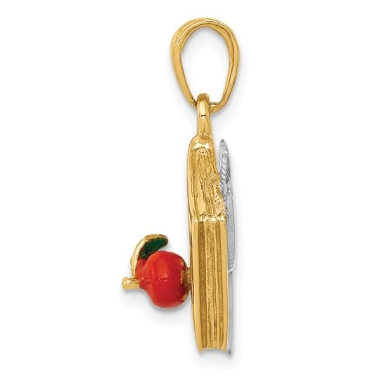 14K Gold ABC Book Charm Pendant - School Jewelry Gift for Teachers & Students