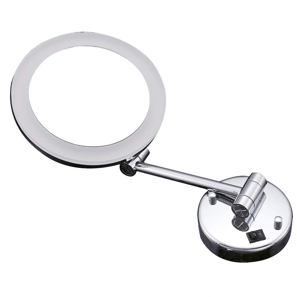 8 Inch Vanity Mirror with LED Lights - Adjustable Wall Mount Cosmetic Mirror for Bathroom, Bedroom & Makeup Station - Hardwired Round Shaving Mirror (Silver) | Perfect for Grooming, Makeup Application & Home Decor