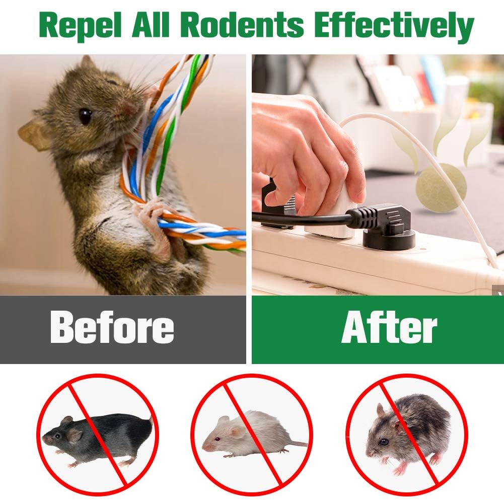 Natural Peppermint Rodent Repellent Balls - 8 Pack for Indoor/Outdoor Use - Mice & Rat Deterrent for Homes, Garages, Cars & Gardens | Safe Pest Control Solution for Kitchen, Basement & Vehicle Engine Protection