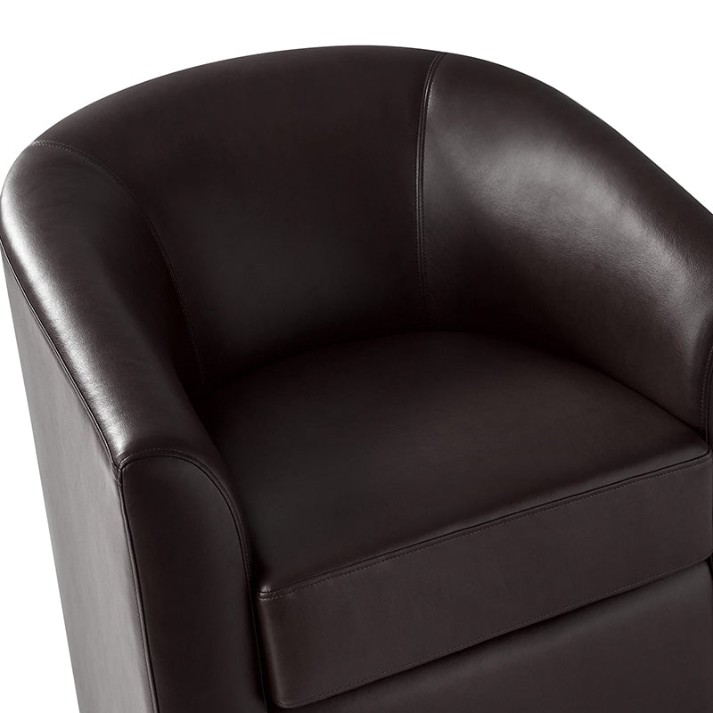 360 Degree Swivel Barrel Faux Leather Chair - Modern Accent Chair for Living Room, Office & Lounge - Comfortable PU Leather Recliner with Smooth Rotation