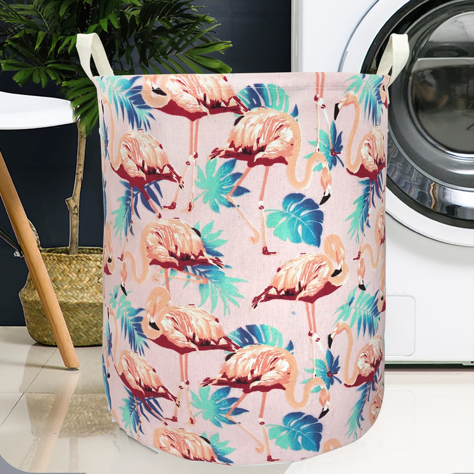Merdes 19.7’’ Waterproof Foldable Laundry Hamper - Portable Dirty Clothes Basket & Storage Organizer for Laundry, Toys & Linens (Flamingo Pink) | Perfect for Bedroom, Bathroom, Dorm & Nursery Organization