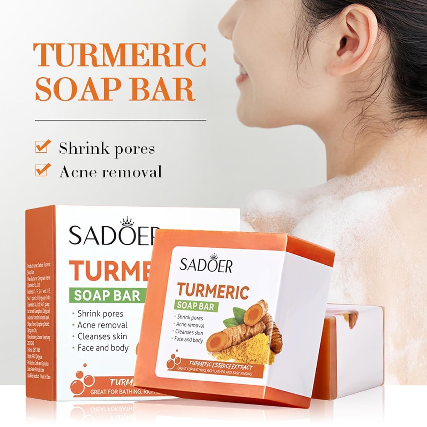 Organic Turmeric Soap Bar for Face & Body - Handmade Natural Skin Brightening Soap with Anti-Aging Benefits, Deep Cleansing & Smoothing Facial Wash (2 Pack) - Perfect for Acne-Prone Skin & Daily Skincare Routine