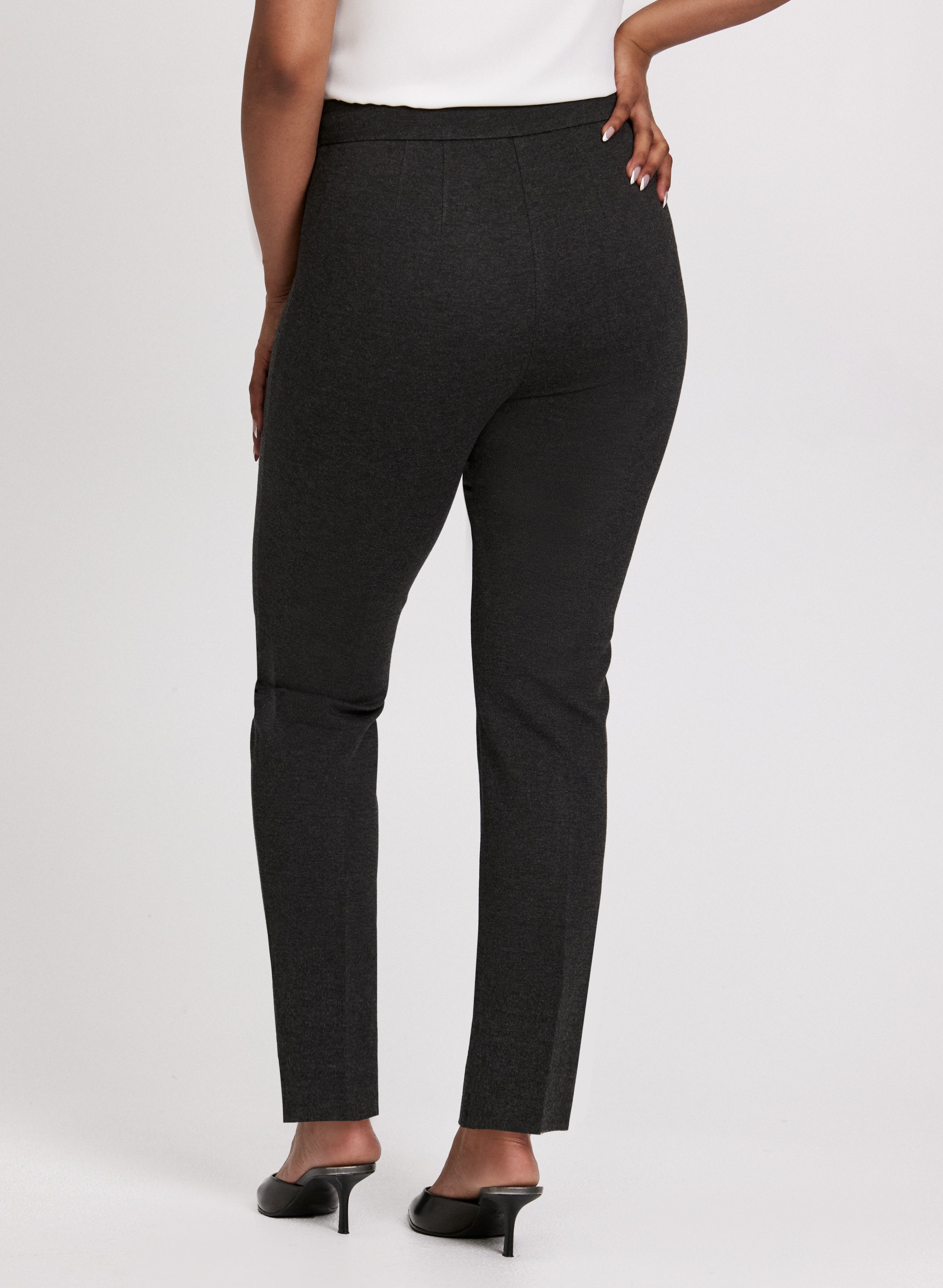 Emma Pintuck Detail Slim Leg Pants for Women - Comfortable Stretch Work Pants for Office & Business Casual Wear