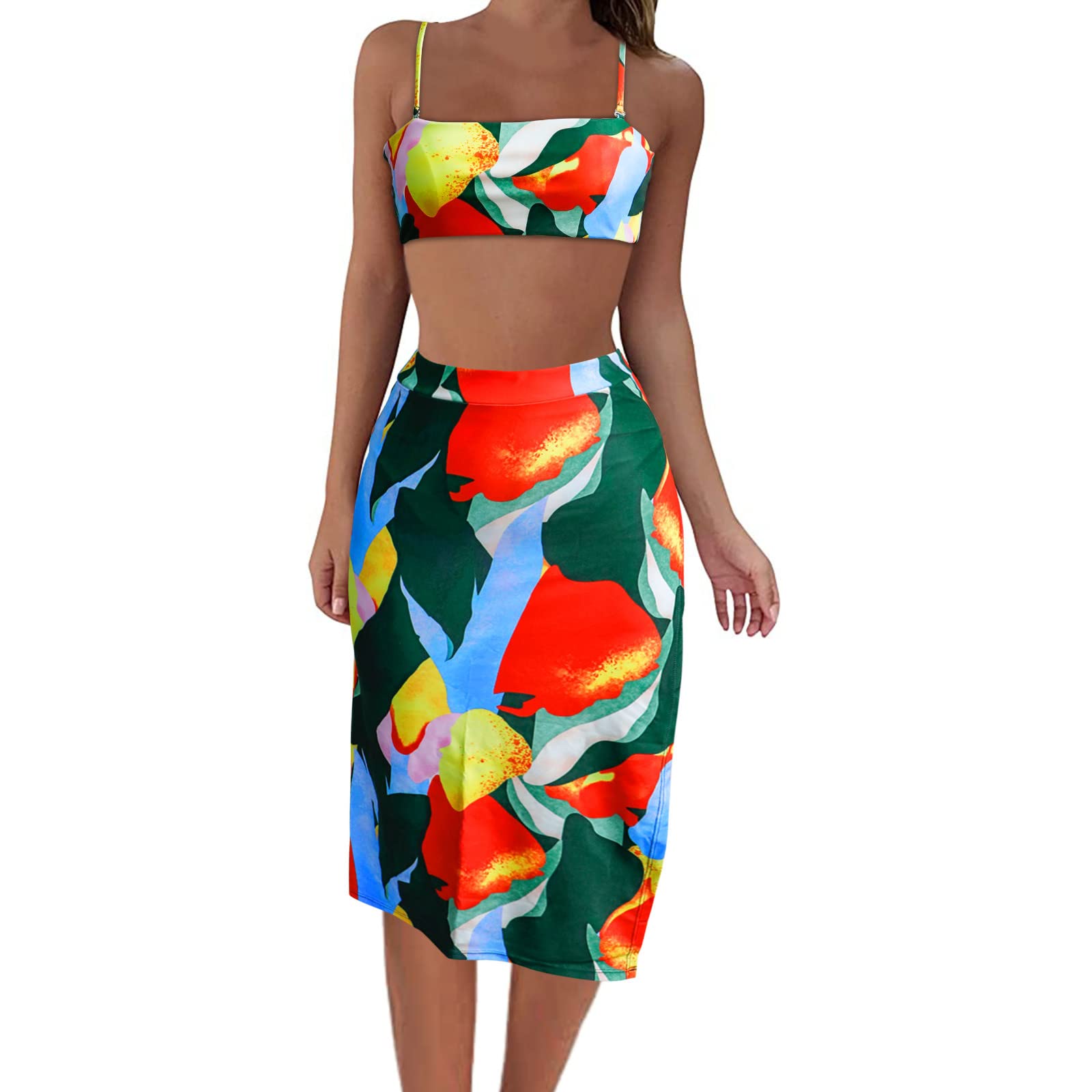 Women's Plus Size 2-Piece Swimwear Set - Split Contrast Stitching Beachwear & Swimsuits for Vacation, Pool Party & Summer Getaways