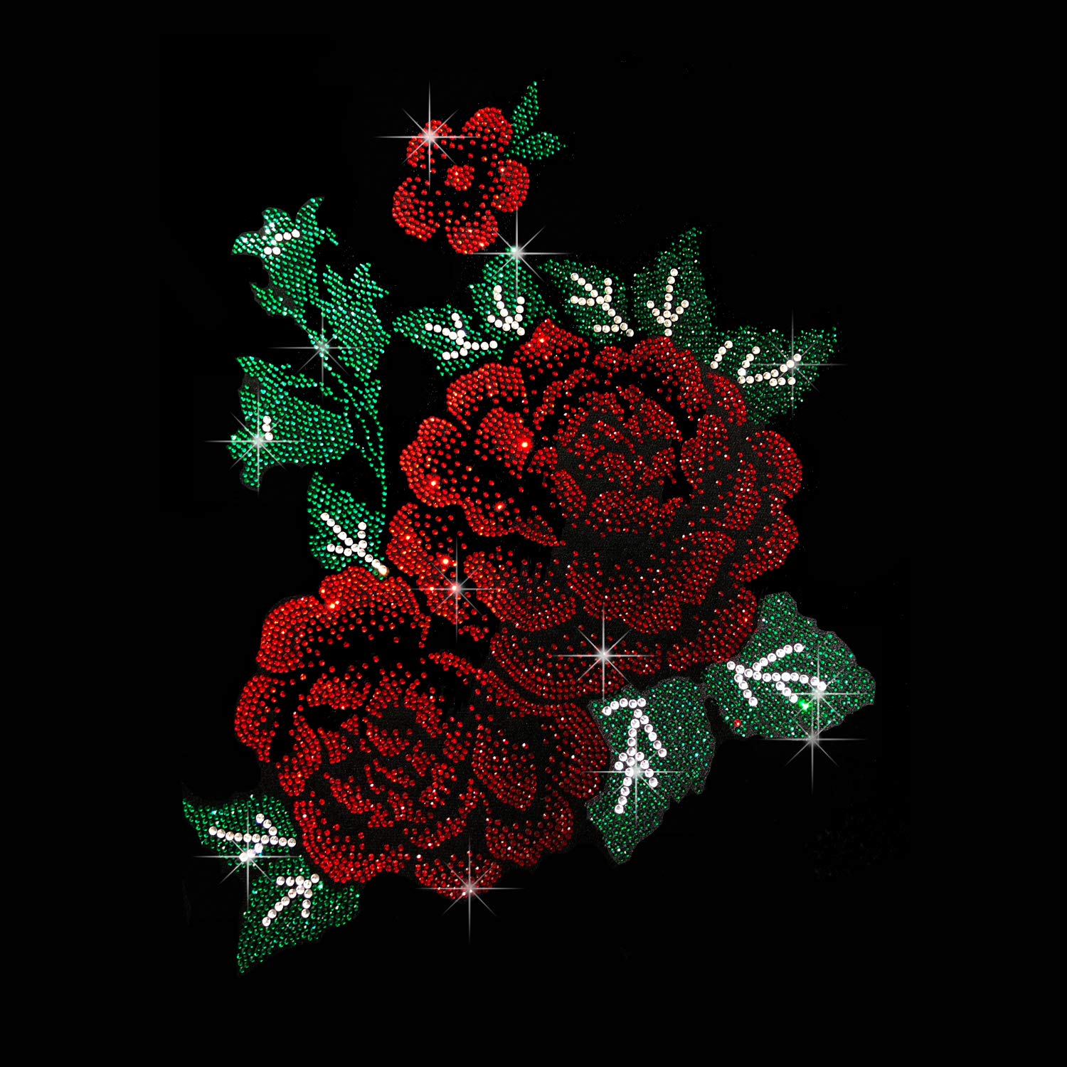 Red Rose Iron-on Rhinestone Design for DIY Clothing & Accessories - Perfect for T-Shirts, Hats, Bags & Home Decor
