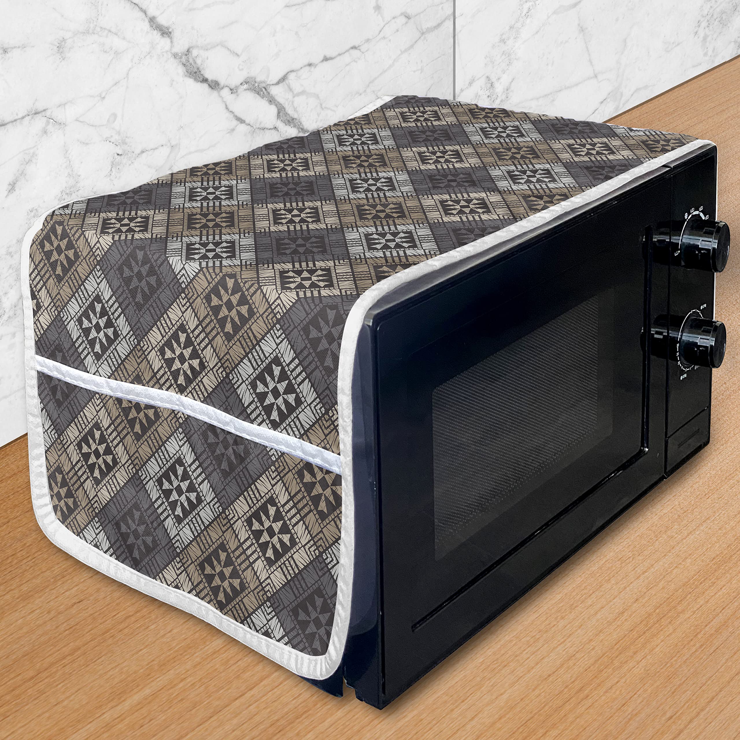Ambesonne Abstract Microwave Oven Cover - Waterproof Kitchen Organizer with Pockets, 36