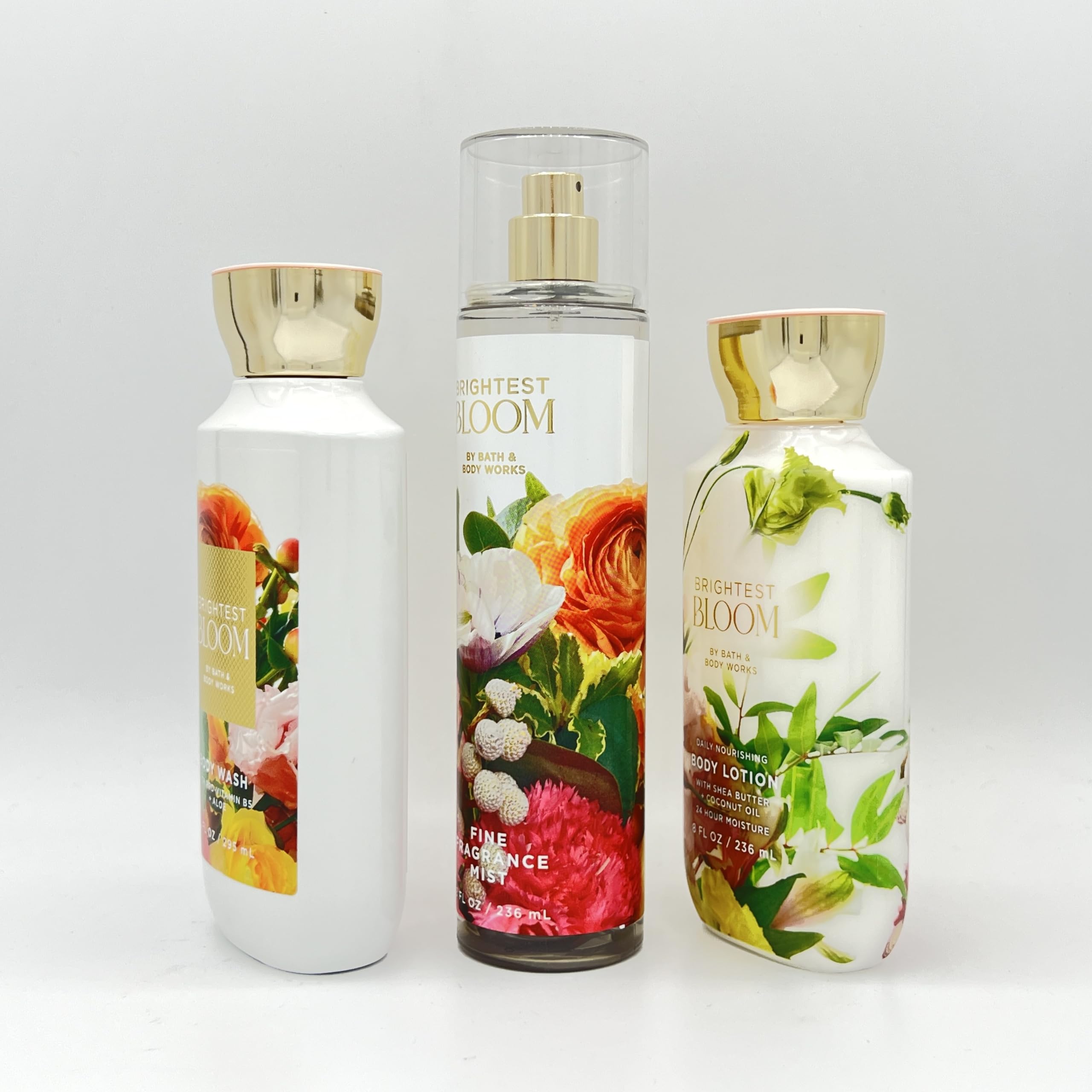 Brightest Bloom Bath & Body 3-Piece Gift Set - Moisturizing Body Wash, Long-Lasting Fragrance Mist & Nourishing Body Lotion | Perfect for Self-Care, Spa Days & Gifts