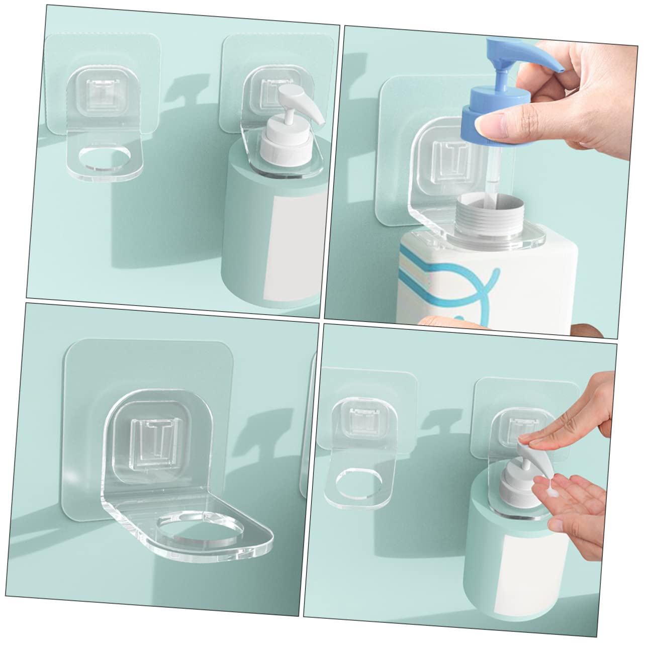 2-Pack Cabilock Wall Mounted Shampoo & Shower Gel Holders - Anti-Falling Bathroom Storage Brackets for Shampoo Bottles, Conditioners & Toiletries - Perfect for Showers, Bathrooms & Small Space Organization