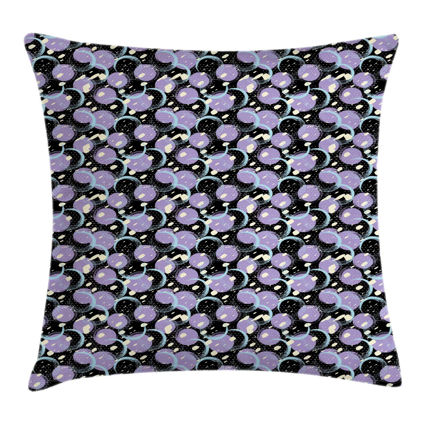 Ambesonne Hand Painted Throw Pillow Cover 20x20 Inch - Abstract Circular Brushstroke Design with Polka Dots - Decorative Square Cushion Case in Lavender & Multicolor - Perfect for Living Room, Bedroom Sofa Decor