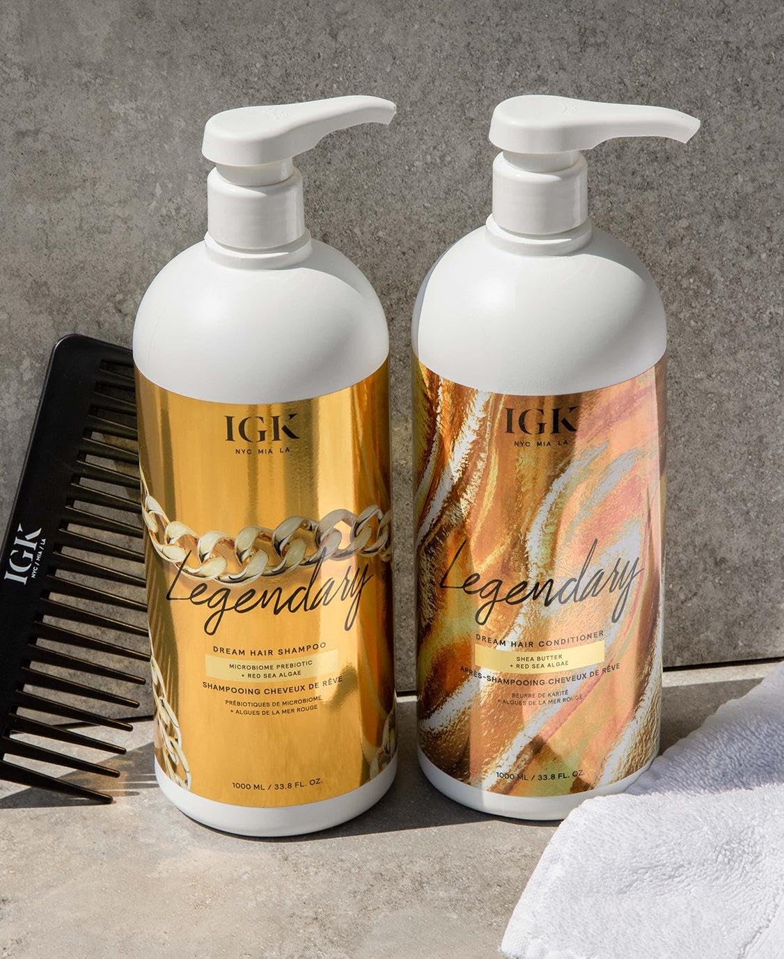 IGK Legendary Dream Hair Shampoo and Conditioner Set (33.8oz) - Vegan & Cruelty-Free for Healthy, Hydrated & Shiny Hair - Perfect for Daily Hair Care & Salon-Quality Results at Home