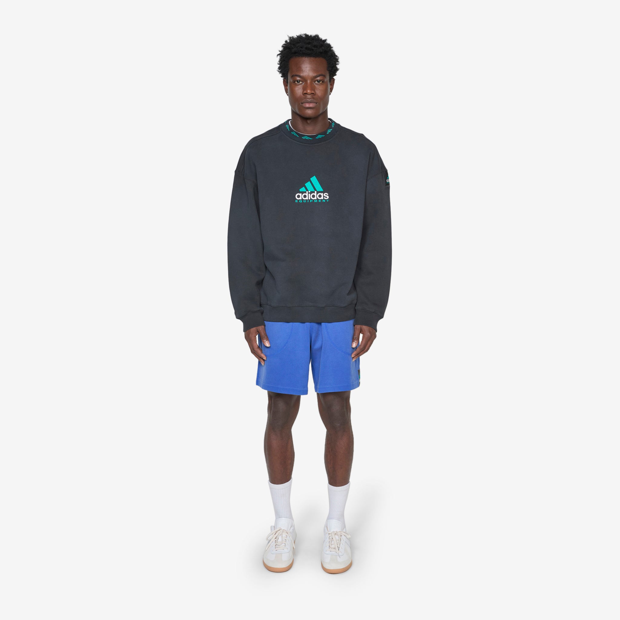 EQT Wash Crewneck Sweatshirt for Men - Soft Cotton Pullover Hoodie - Black Casual Streetwear - Perfect for Gym, Lounge & Everyday Wear