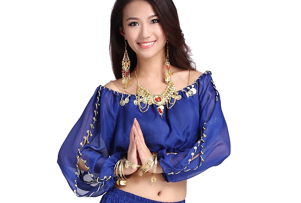 Elegant Long Sleeve Chiffon Belly Dance Top for Women - Perfect for Performances, Practice & Costume Parties