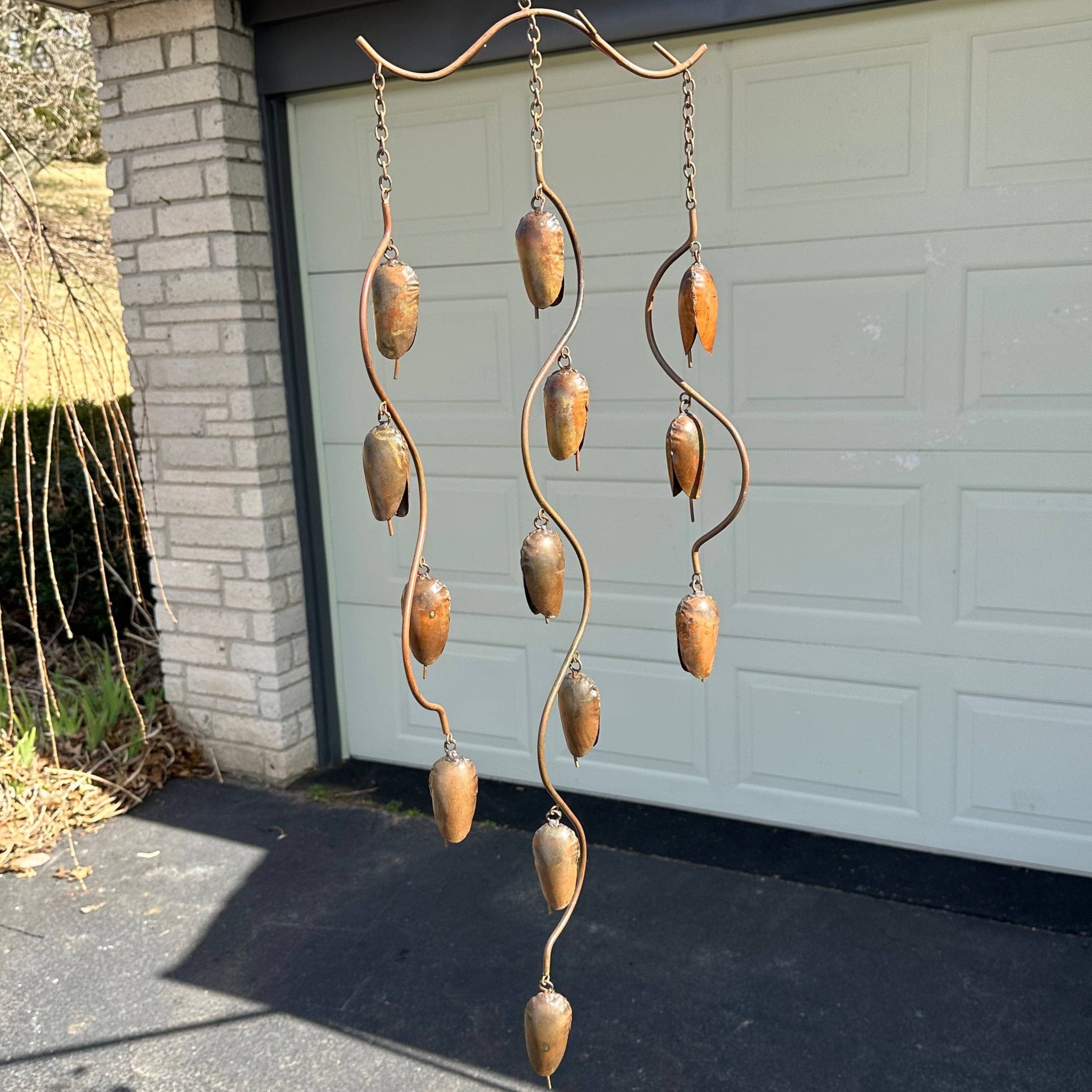 Triple Bell Spiral Wind Chime - Outdoor Garden Decor for Patio, Porch & Backyard - Soothing Wind Chimes for Relaxation & Meditation
