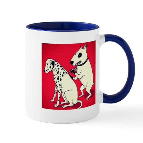 White/Navy Inside - Dalmatian Getting Some Ink Mugs
