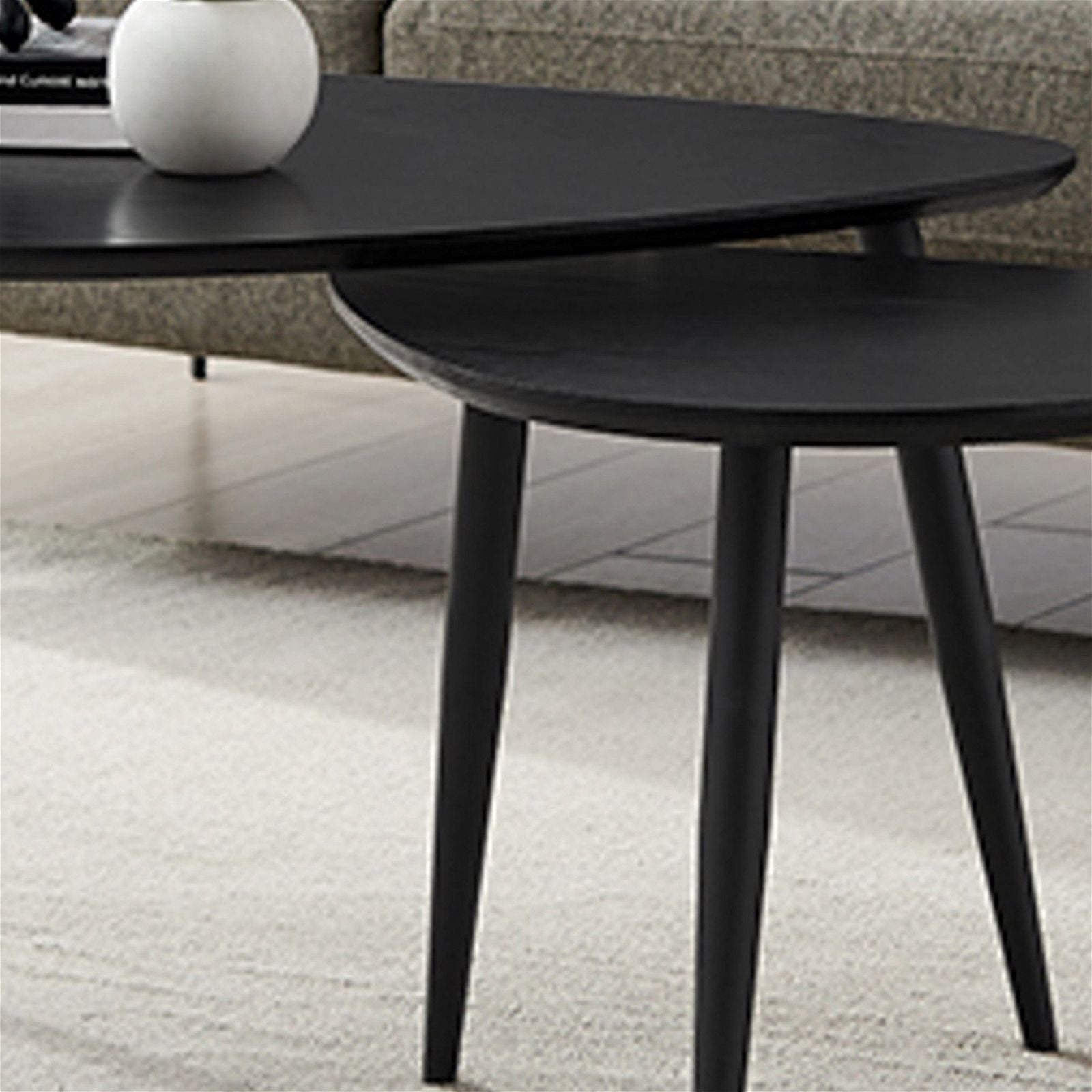 Modern Black on Black Oak Nested Coffee Table - Urban Style for Living Room, Lounge & Office Decor