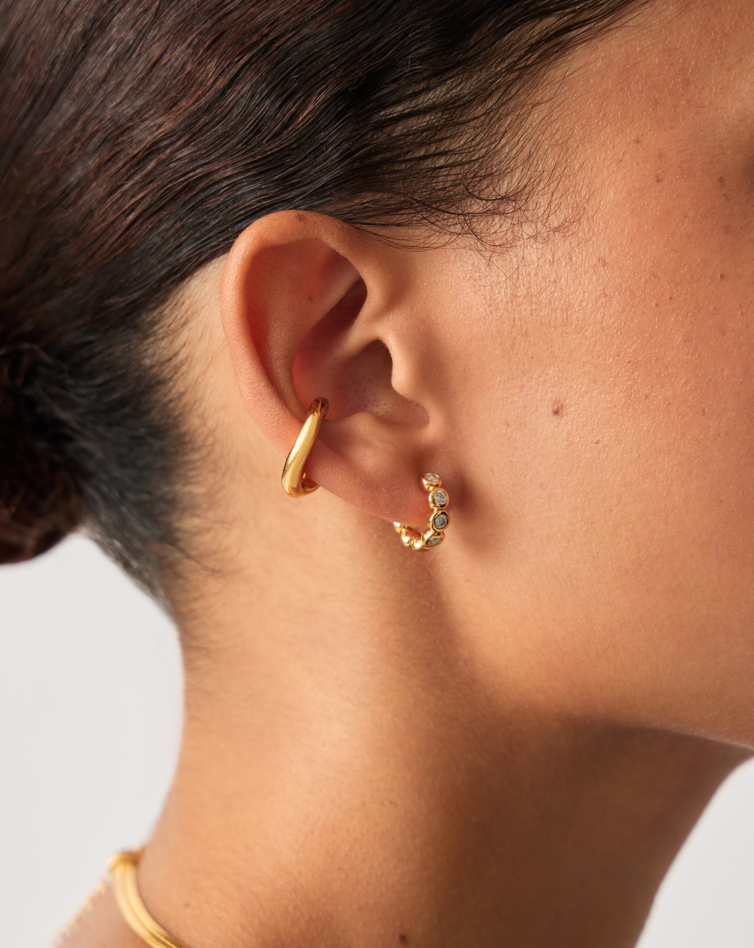 18k Gold Vermeil Cubic Zirconia Tennis Small Hoop Earrings for Women - Elegant Everyday Jewelry for Work, Date Night & Special Occasions