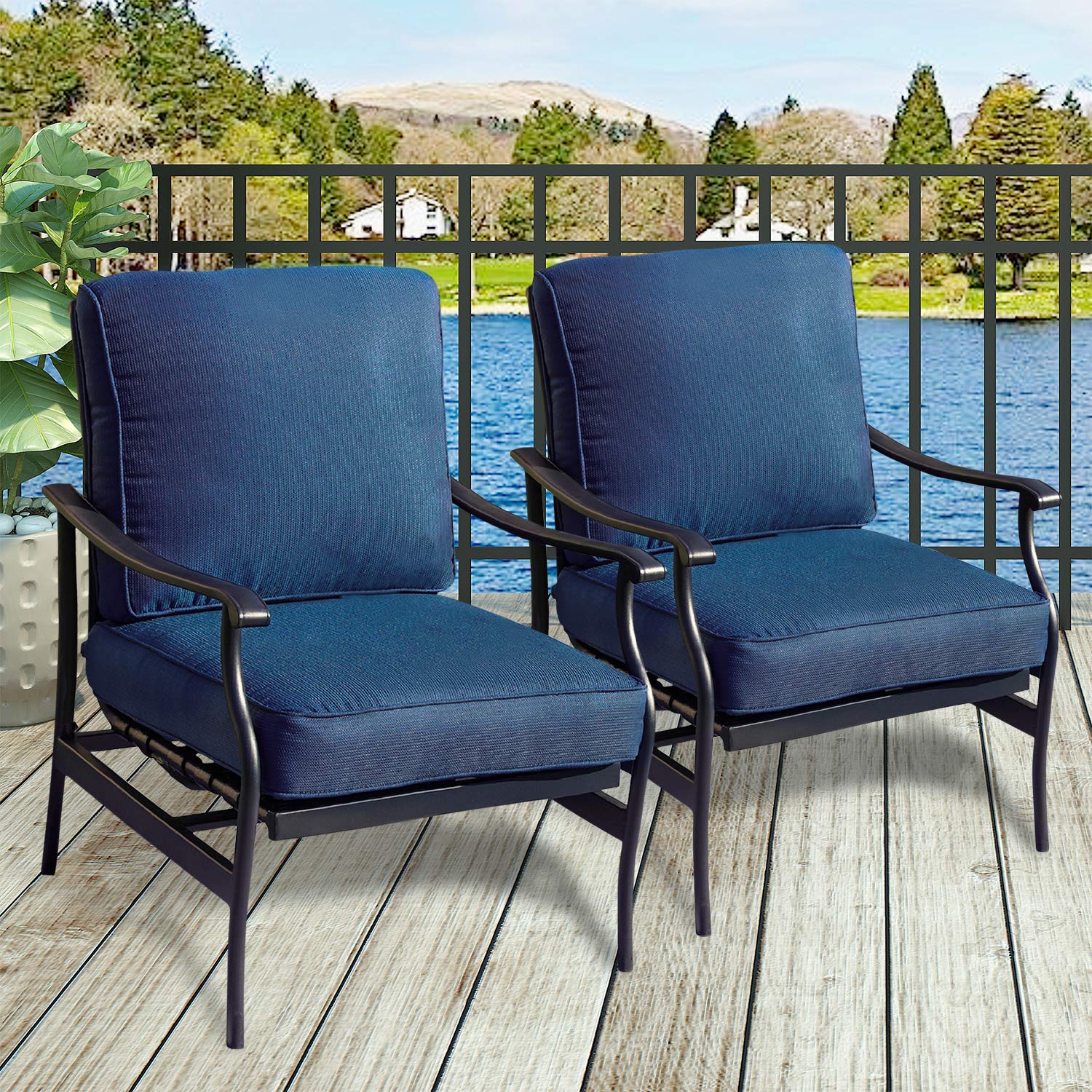 Modern Outdoor Rocking Sofa Chairs Set of 2 with 5.1