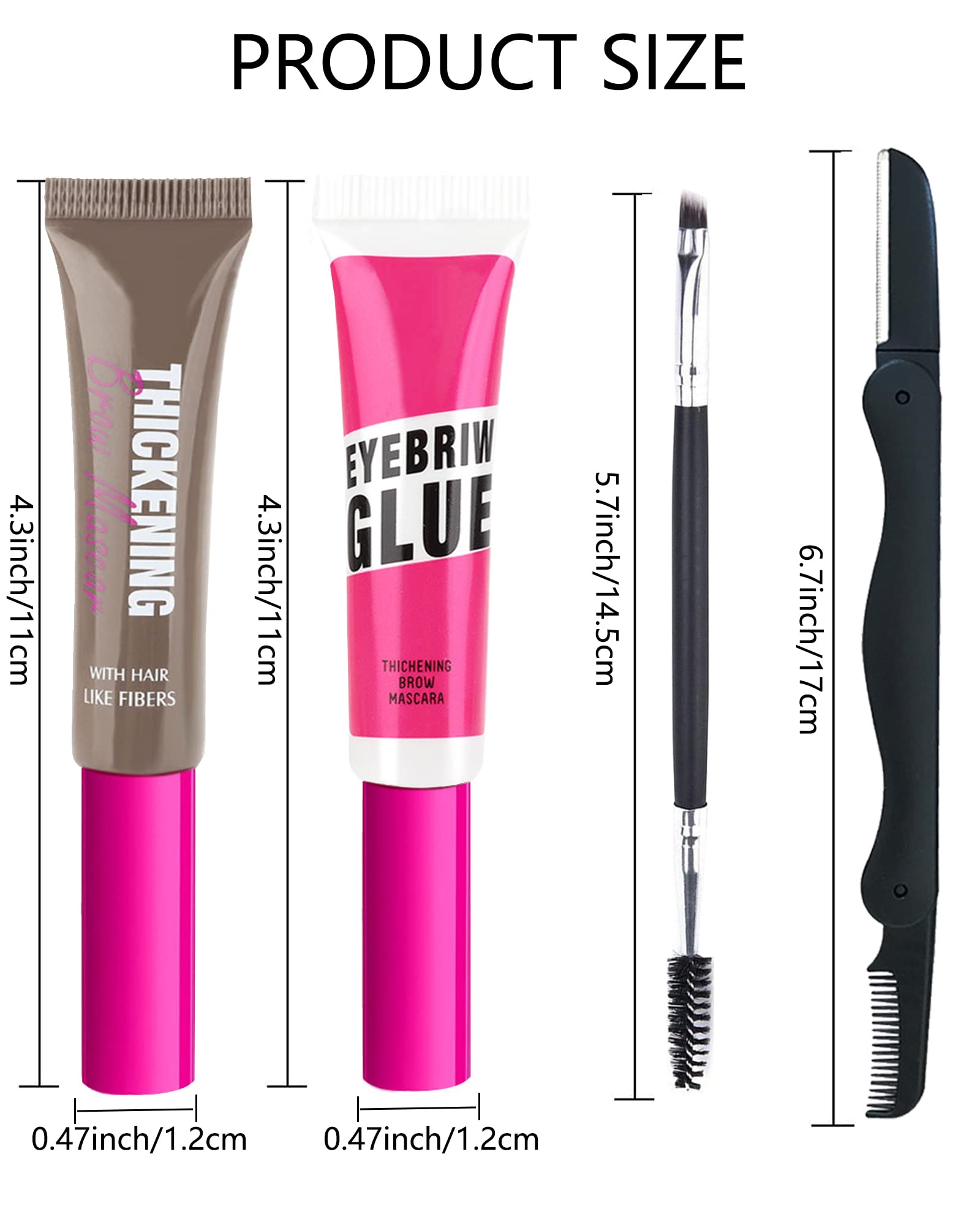 Espresso Brow Gel Kit - Tinted Thickening Eyebrow Mascara & Clear Setting Brow Glue for Natural Looking Brows | Long Lasting Brow Lift & Sculpt | Light, Medium & Dark Brown Shades with Dual-Ended Applicator | Perfect for Everyday Makeup & Special Occasions